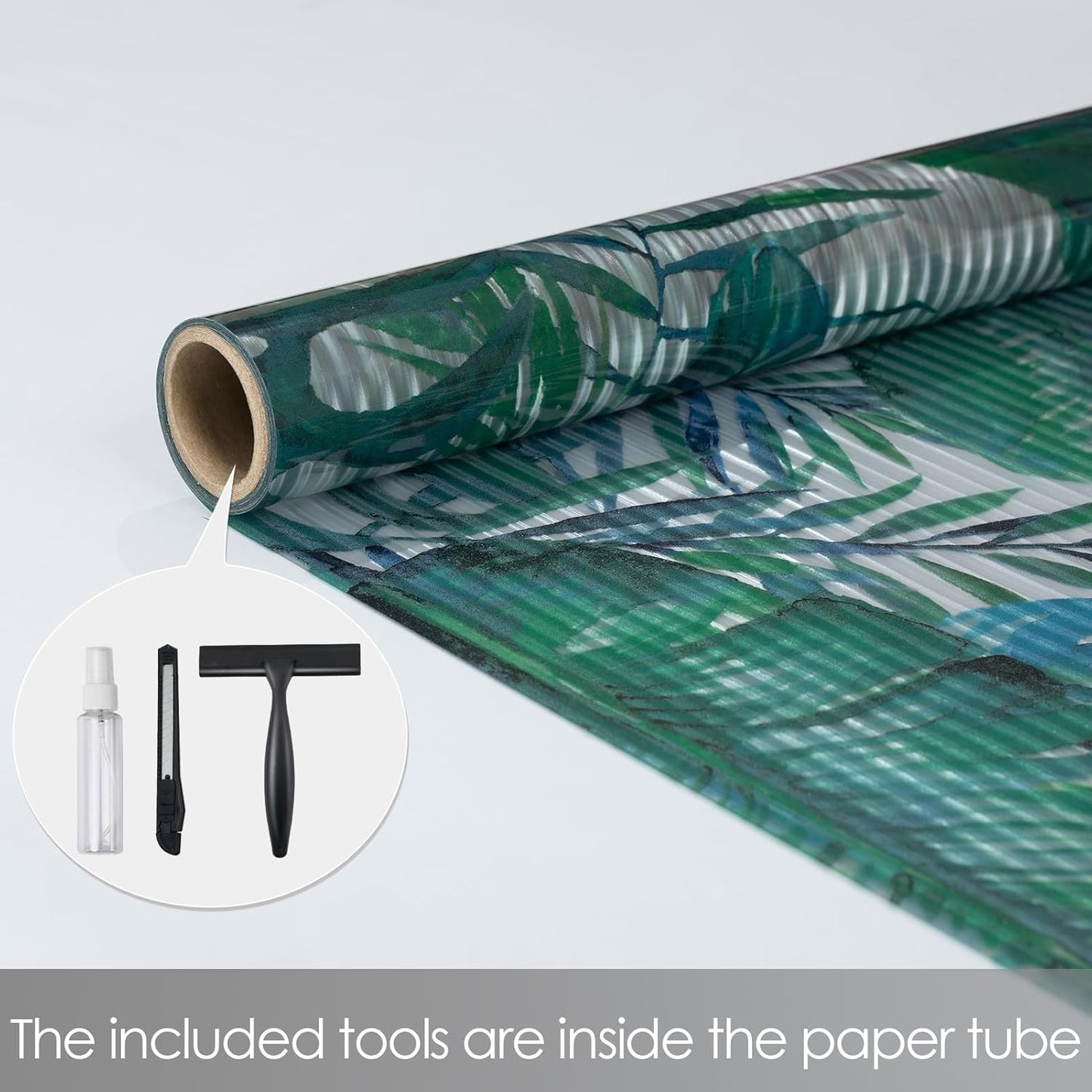 DKTIE Nature Pattern Rainbow Window Film Decorative Stained Glass Window Film Static Cling Films Easy Apply Removable Comes with Tools (U560-Reeded Glass, 17.7" x 78.7")