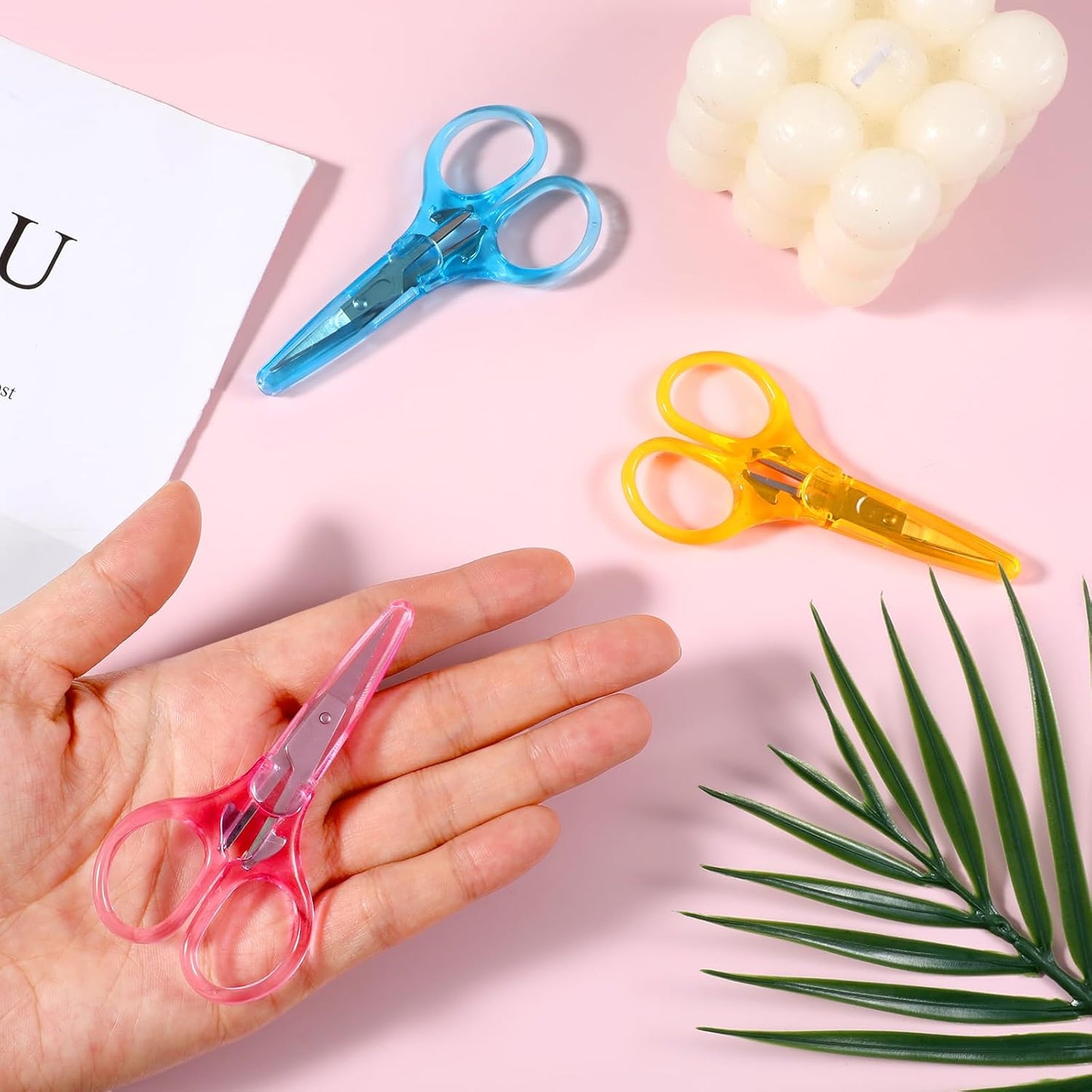 3 PCS Small All Purpose Craft Scissors, 3.5" Mini Stainless Steel Sewing Craft Scissors with Protective Cover, Detail Precision Straight Tips for Travel Embroidery Paper Cutting Crafting