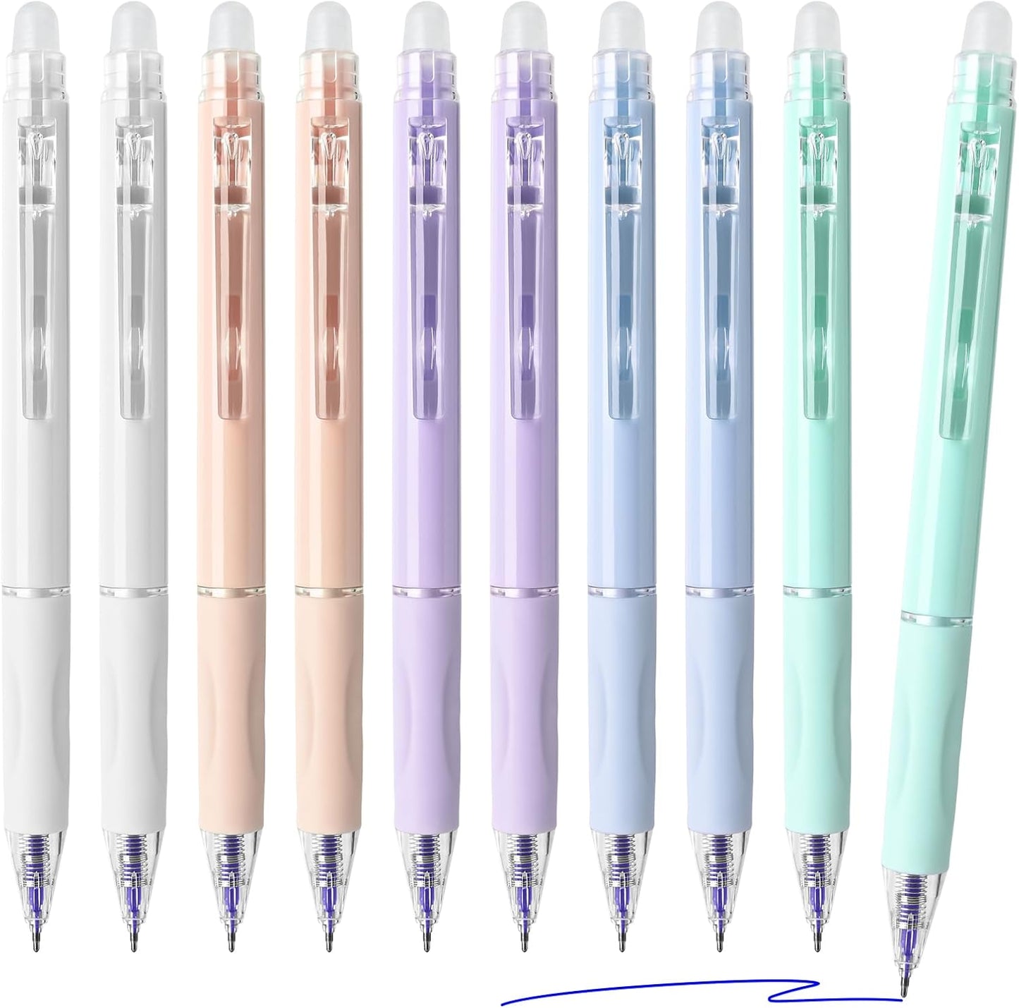 Temiary 10 Pcs Retractable Erasable Gel Pens, Fine Point 0.5 mm, Make Mistakes Disappear, Smooth Writing Gel Pen with Eraser for Journaling Note Taking Marking Planner Crossword Puzzles (Blue Ink)