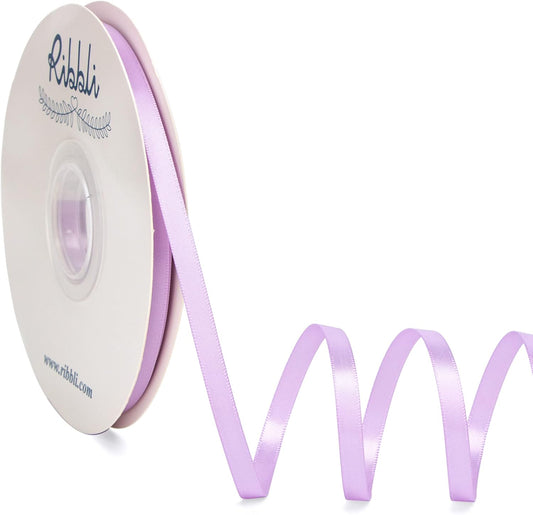 Ribbli Light Purple Satin Ribbon,Double Faced Satin 1/4 inch x Continuous 50 Yards,Light Orchid Ribbon Use for Bows Bouquet,Gift Wrapping,Wedding Decoration,Floral Arrangement