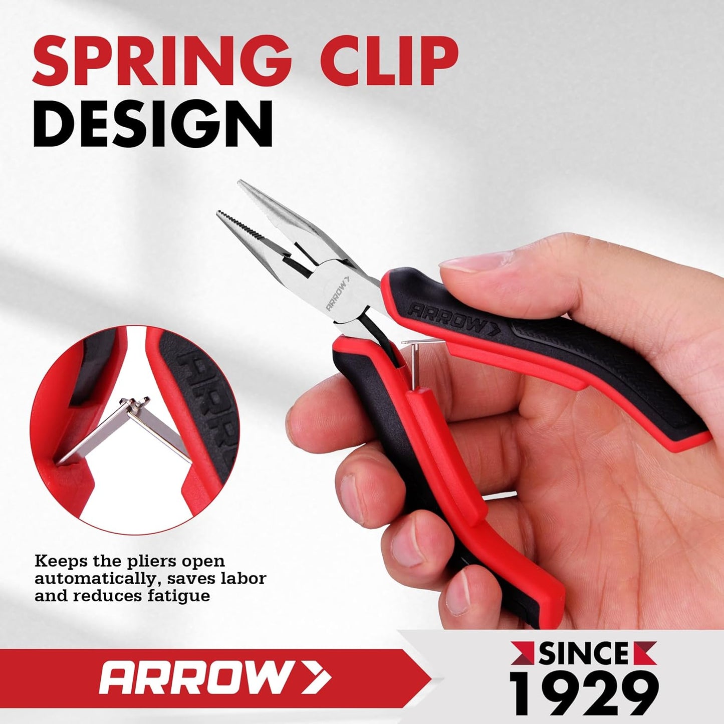 ARROW Mini Pliers Set, 6-Piece Precision Jewelry & Craft Kit – Includes Needle, Diagonal, Long, Bent, End Cutting & Lineman Pliers for Electronics, Crafts & DIY, with Pouch