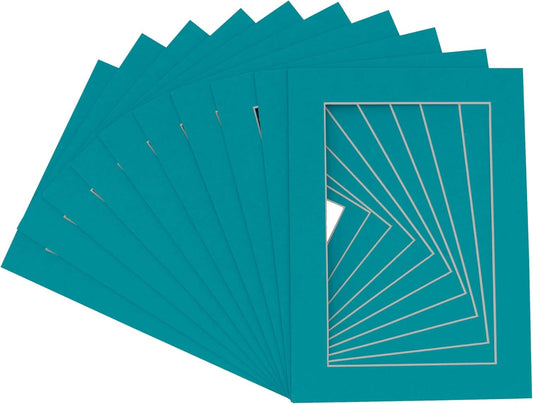 5x7 Mat for 8.5x11 Frame - Precut Mat Board Acid-Free Show Kit with Backing Board, and Clear Bags Teal Blue 5x7 Photo Matte Made to Fit a 8.5x11 Picture Frame Matboard for Framing, Pack of 25 Mats