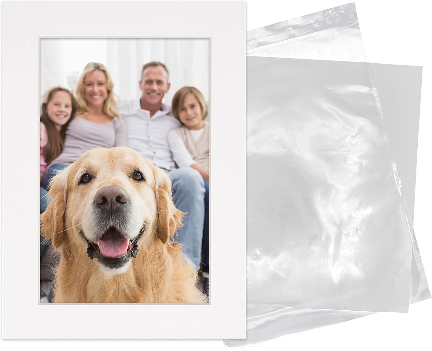 5.5x8.5 Mat for 8.5x11 Frame - Precut Mat Board Acid-Free Show Kit with Backing Board, and Clear Bags White 5.5x8.5 Photo Matte Made to Fit a 8.5x11 Picture Frame Matboard for Framing, Pack of 10 Mats