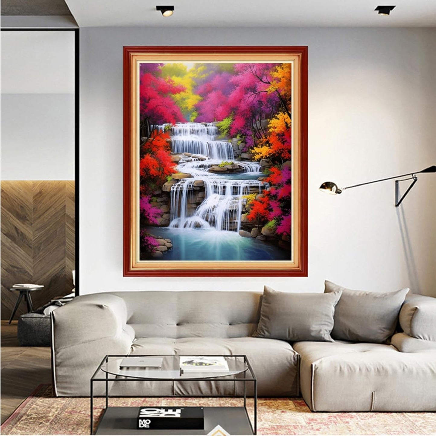 Dooxvey Cross Stitch Kits for Adults Beginners,Full Range of Cross-Stitch Stamped Kits Needlepoint Kits for Beginners Embroidery Kits 11CT Cross Stitch Patterns-Autumn Waterfall 16x20 inch