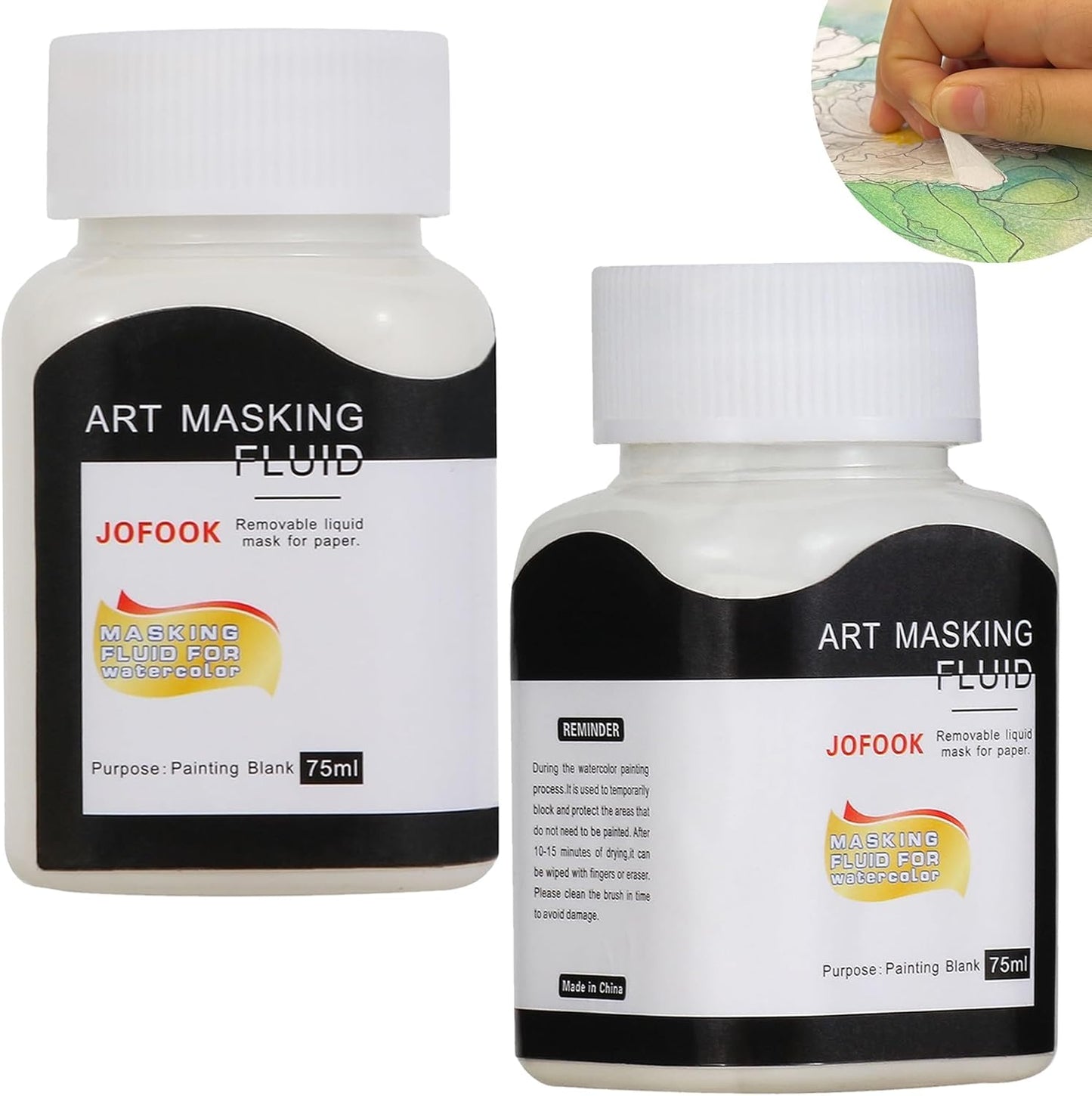 150-Milliliter Watercolor Art Masking Fluid,For Ink-Watercolor-Gouache-Painting & Illustration,Two Bottles