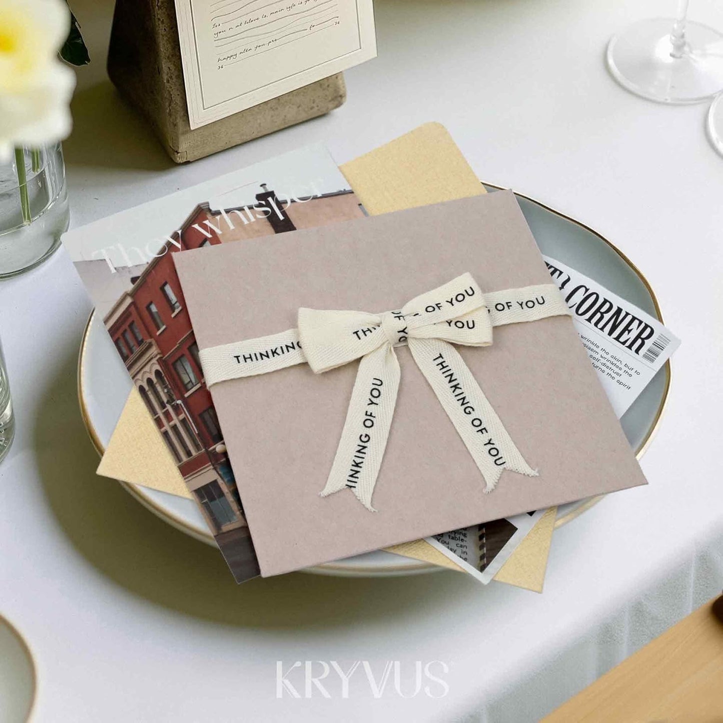 Thinking of You Ribbon - 5/8 Inch x 12 Yards Natural Twill Tape Ribbon, Cotton Herringbone Ribbons for Gift Wrapping, Birthdays, Weddings, Anniversaries, Valentine's Day, Mother's Day