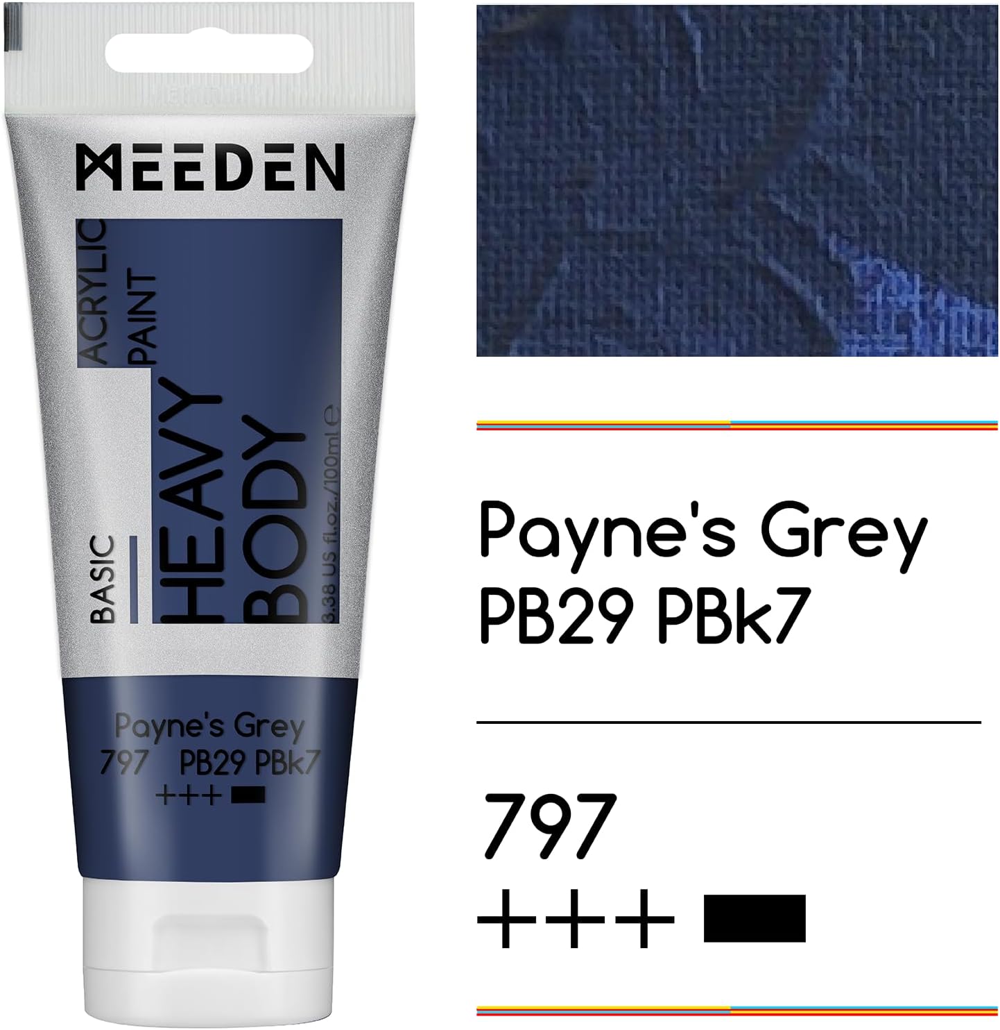 MEEDEN Acrylic Paint Payne's Grey: 100ml/3.38oz Heavy Body Acrylic Paint Tube Bundled with Additional Titanium White Color for Art Craft Painting