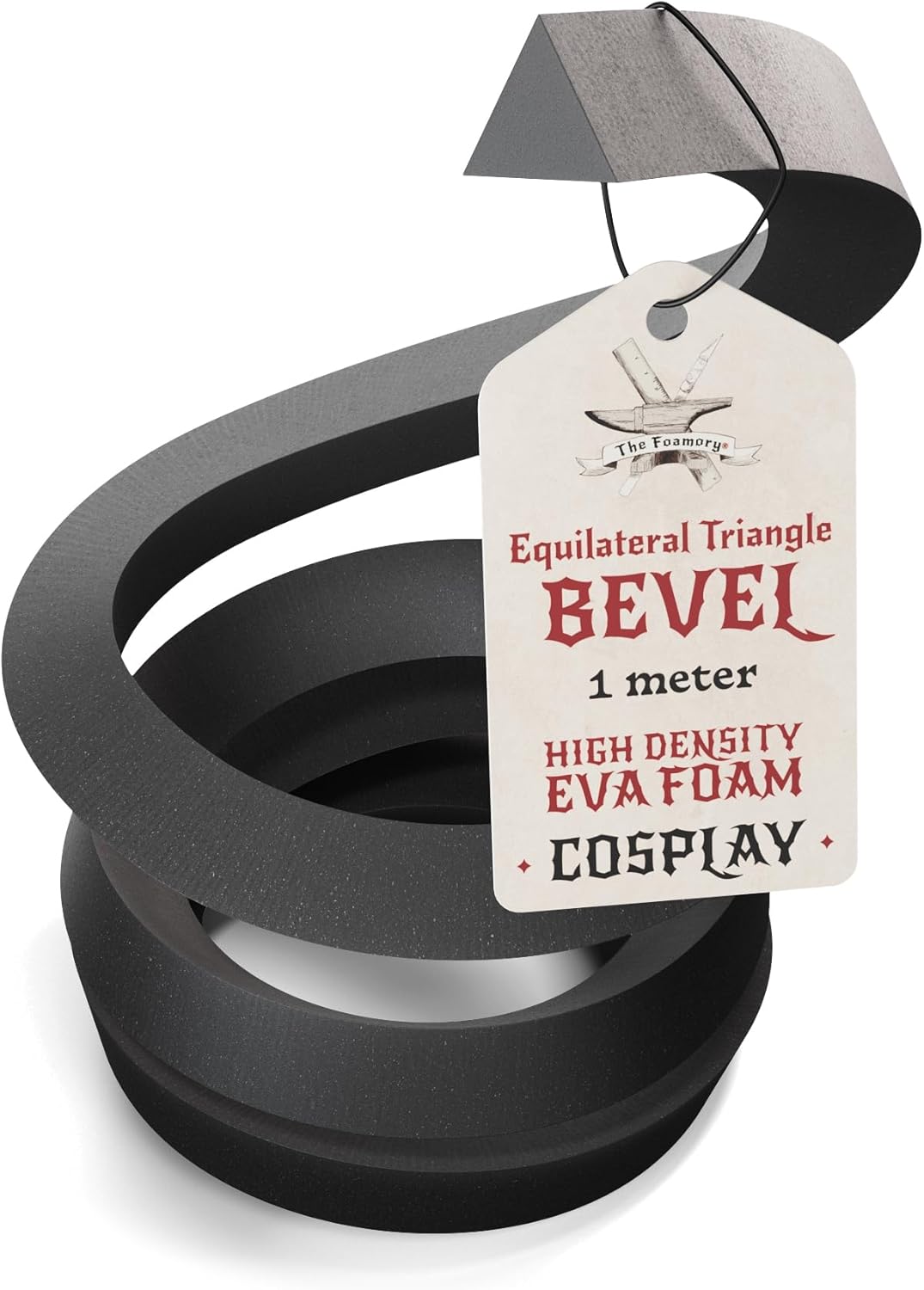 The Foamory's Instant Edge EVA Foam Pre Cut Equilateral Triangle Bevel. 5-30mm x 1M Black EVA Beveled Trim Save Time on Cosplay, Costume Edging and Armor Detail. High Density 85kg/m³ Craft Foam Dowel