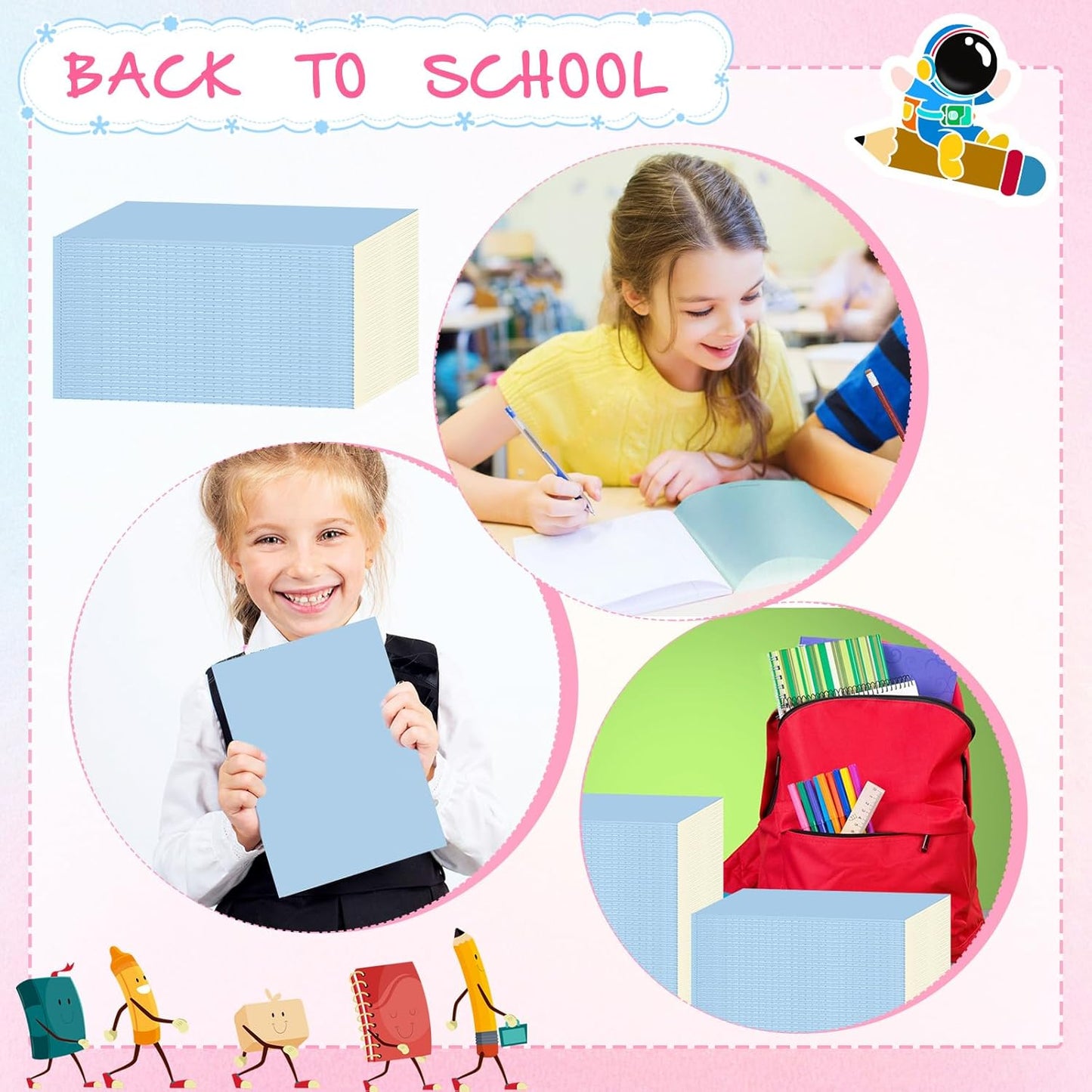 Handepo 100 Pack Composition Notebooks A5/A6 Ruled Lined Composition Kraft Notebooks Bulk Soft Cover Journals Travel Diary Memo for Students Classroom Office Supplies(A5,Blue)