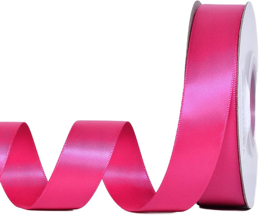 YAMA Hot Pink Double Faced Satin Ribbon, 7/8 Inch 25 Yards, Great for Gift Wrapping Crafts Bows Wedding Party Decoration