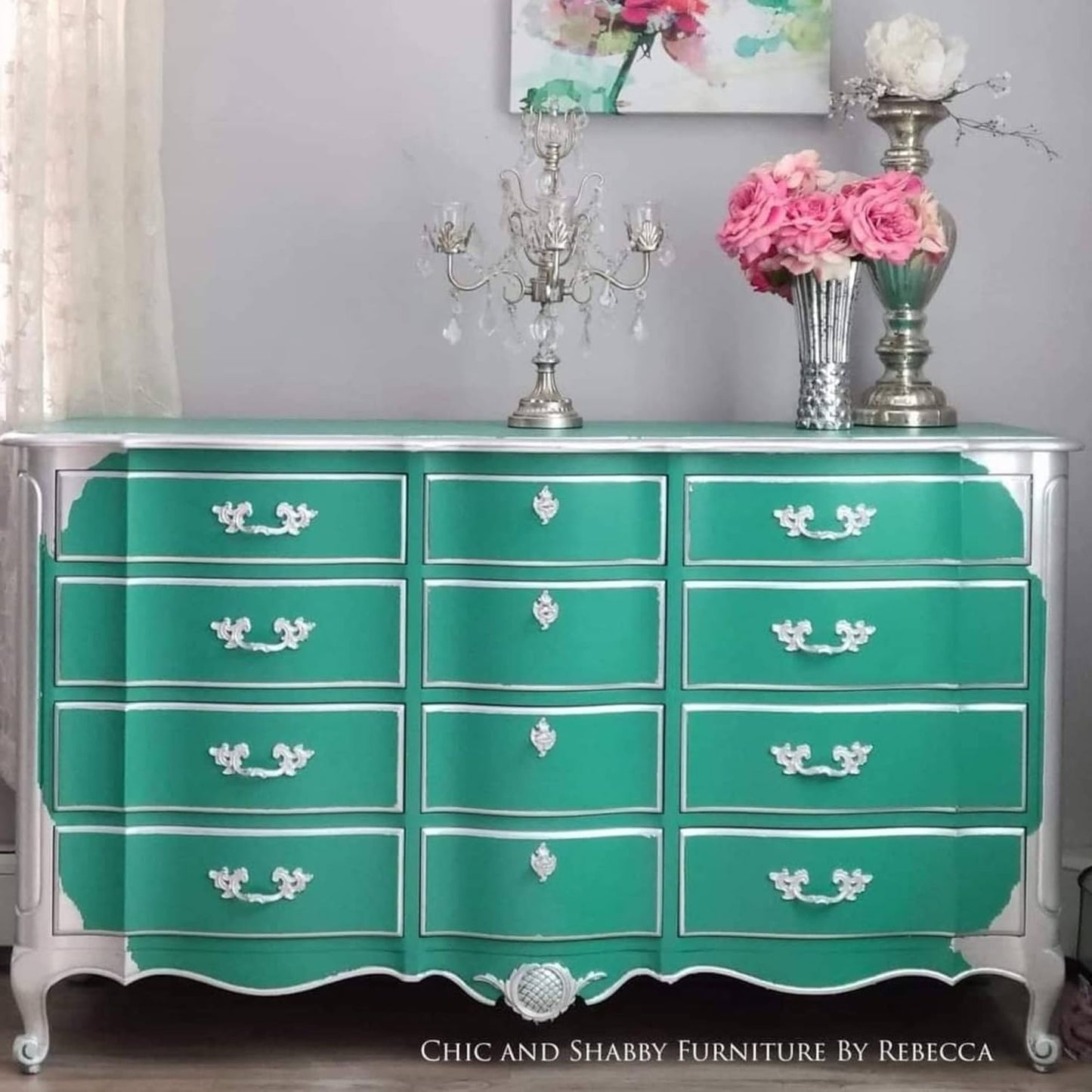 Dixie Belle Paint Company Chalk Finish Furniture Paint - Mermaid Tail (16oz) - Matte Aqua Green Chic Chalk Mineral DIY Furniture Paint