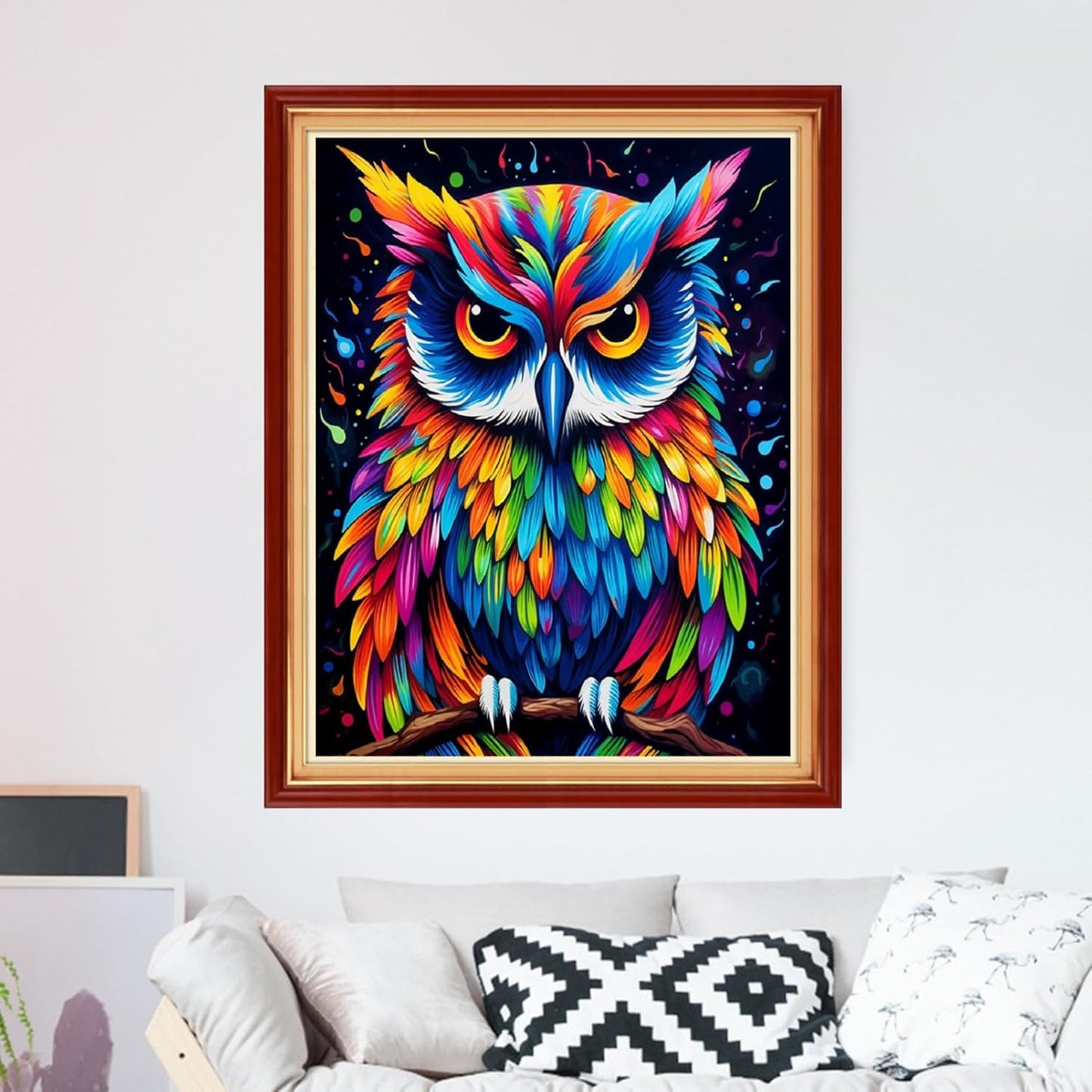 Foxdiviy Stamped Cross Stitch Kits for Beginners Full Range of Cross Stitching 11 CT Printed Cross Stitch Kits for Kids Adults Cross Stitch Patterns Needlepoint Kits-Colorful Owl 16x20 inch