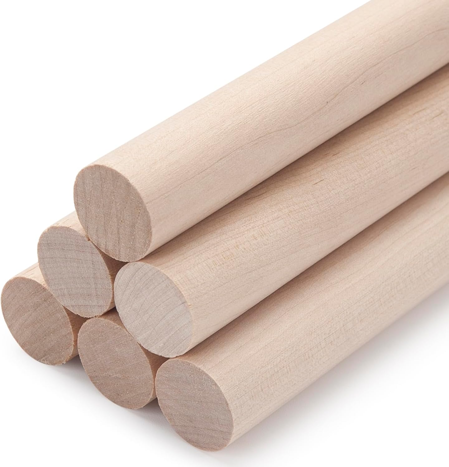 Wooden Dowel Rods Wood Dowels for Crafts, 6 PCS 1 x 15 Round Wooden Sticks for Crafts, Thick Macrame Dowels, Unfinished Hard Wood Sticks for Crafting, Arts and DIYers, Closets and Wedding