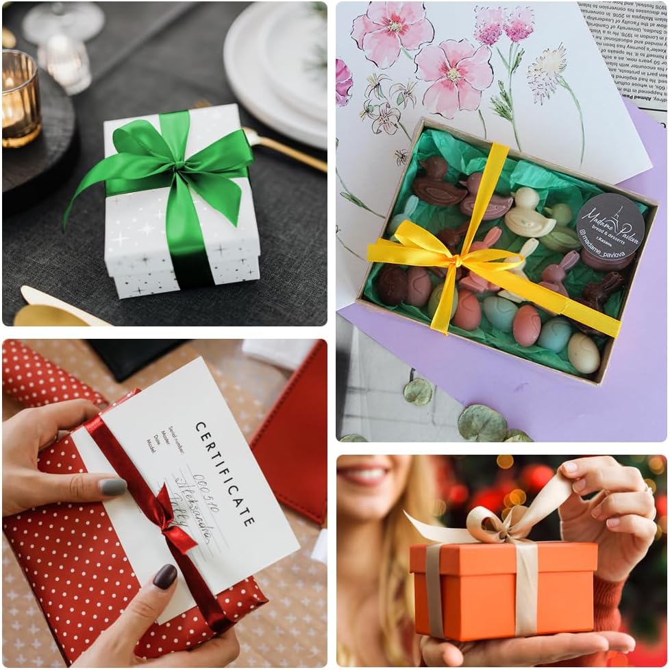 KMER LIFE 3/8" Wide x 50 Yards Golden Single Faced Polyester Satin Ribbon, Golden Satin Ribbon Perfect for Wedding Decor, Wreath, Crafts, Gift Wrapping & Other Projects (Golden)