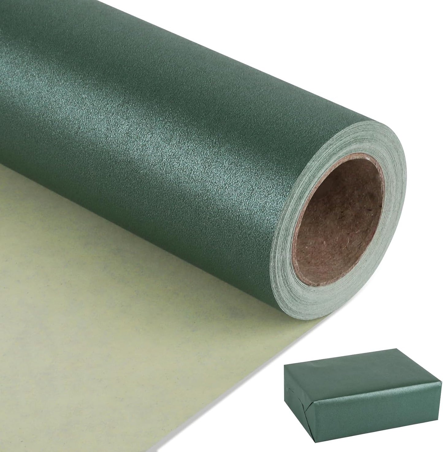 NESCCI Dark Green Matte Wrapping Paper,Solid Color Pearly-Lustre Paper,Gift Wrapping Paper,Perfect for Wedding,Valentine's Day,Birthday, Christmas,Baby Shower,DIY Bouquet (17 Inches X 32.8 Feet)