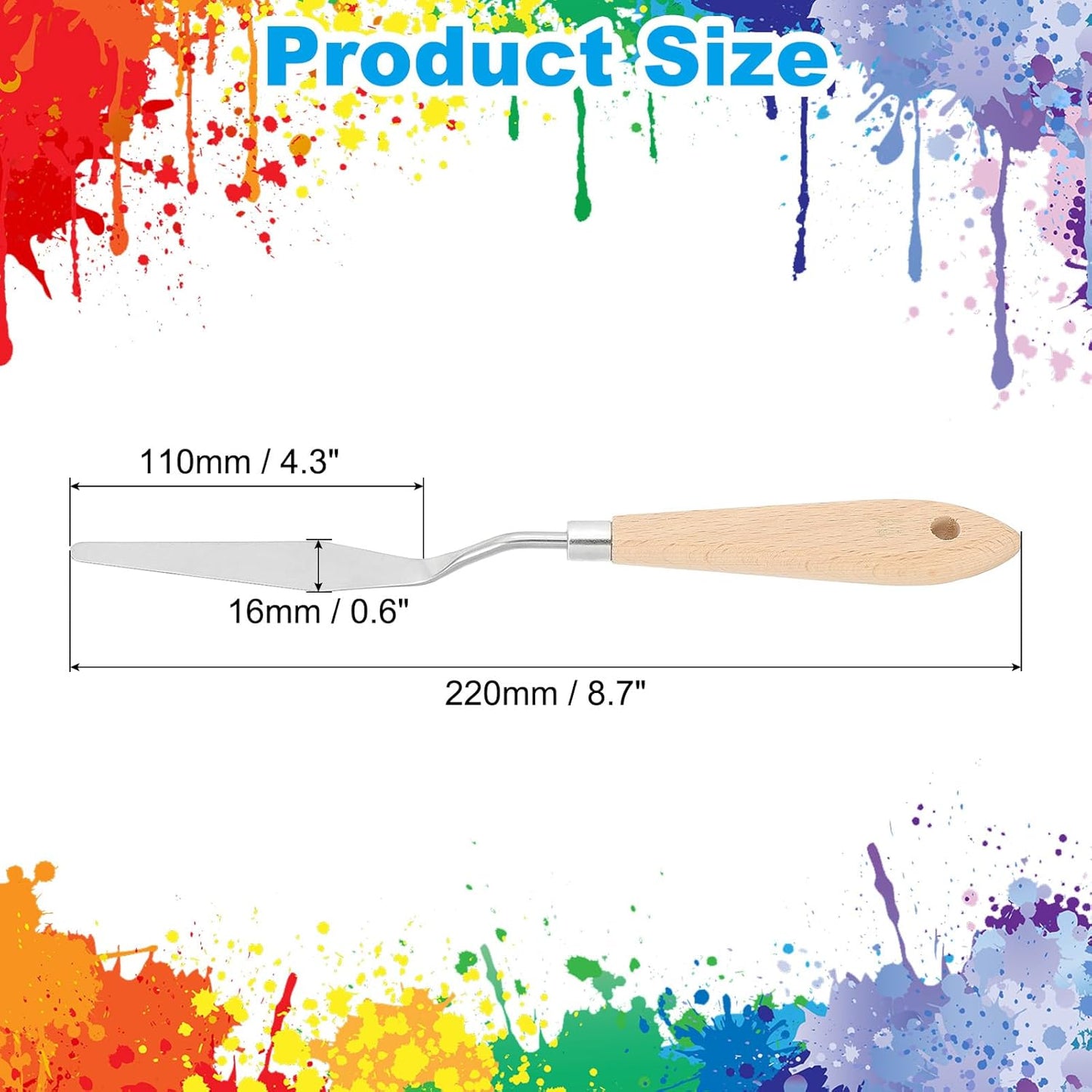 PATIKIL Art Spatula, No.11 16mm Stainless Steel Flexible Palette Knife Painting Knife Painting Spatula Oil Painting Mixing Scraper with Wood Handle for Canvas Acrylic Painting, Brown