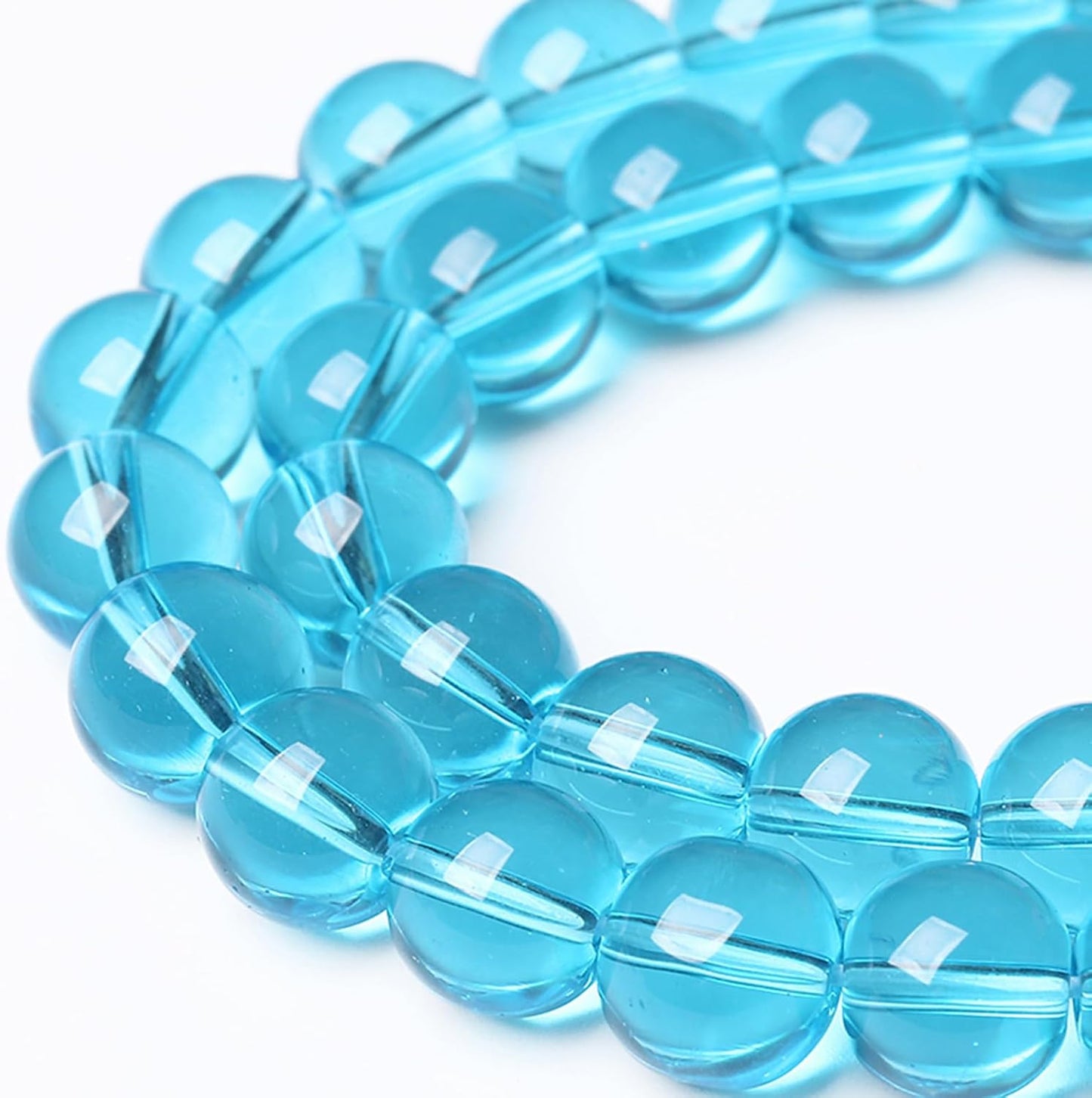 6MM Lake Blue Glass Beads Natural Gemstone Round Loose Stone Beads for Jewelry and Bracelets Making 120pcs 2 Strands 32"