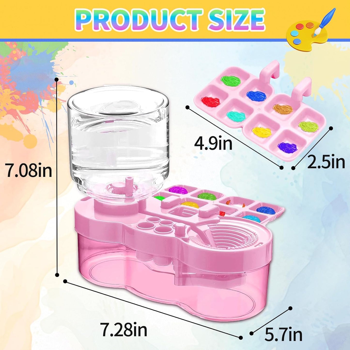 2025 Upgraded Paint Brush Cleaner Tool – All-in-One Paint Brush Washer, Rinse Cup, Holder, and Palette for Artists Beginners | Ideal Art Supplies for Watercolor & Acrylic Painting(Pink)