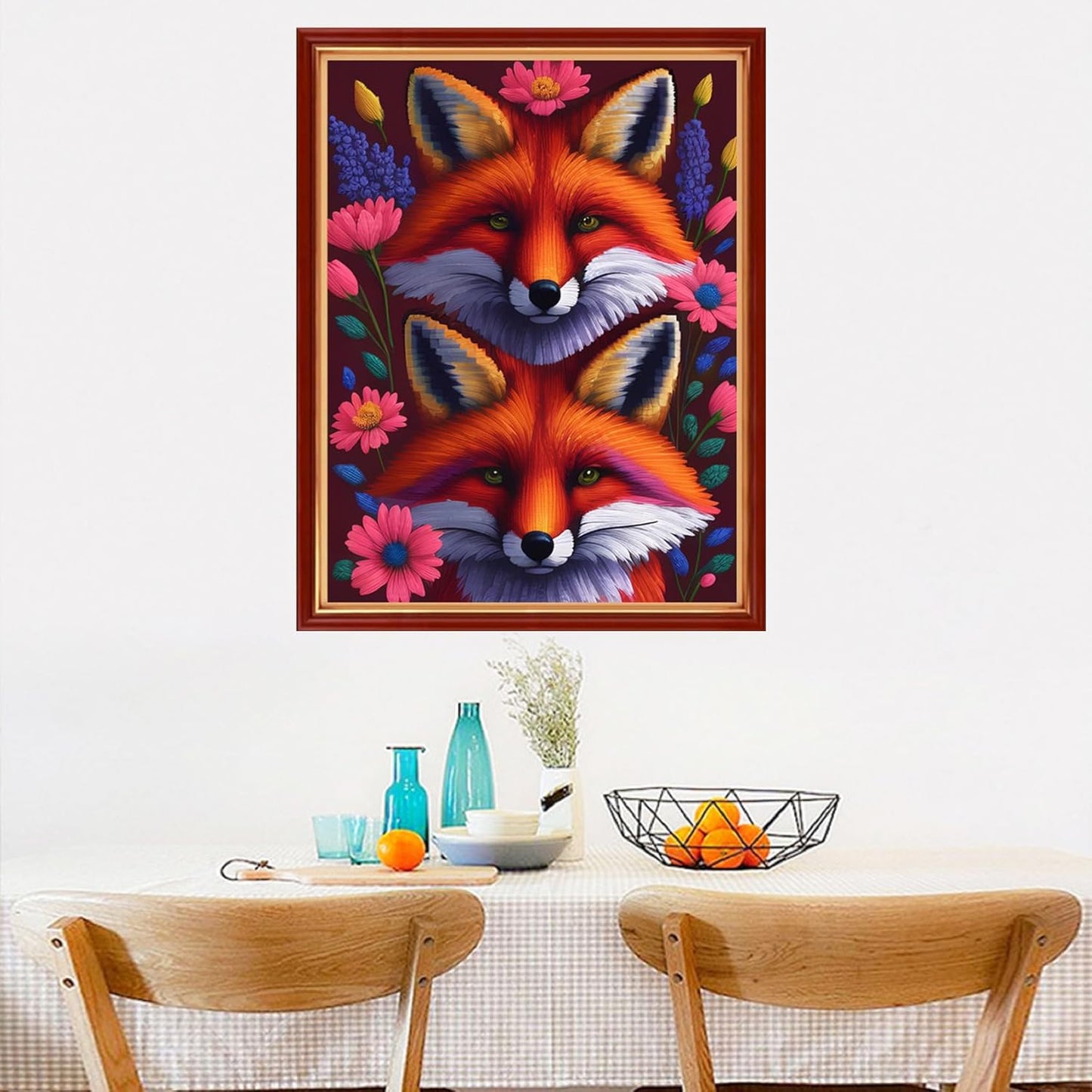 Dimensean Stamped Cross Stitch Kits Full Range of Embroidery Patterns Starter Kits for Beginners Adult or Kids DIY Cross Stitches Needlepoint Kits 11CT-Fox Flower 15.7x19.7 inch