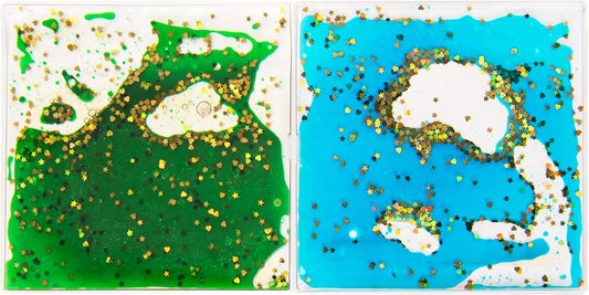 LONGKING 2-Pack Liquid Tiles for Kids, Soft Gel Liquid Sensory Toys for Autistic Children, Sensory Mats, Sensory Toys for Toddlers 3-4