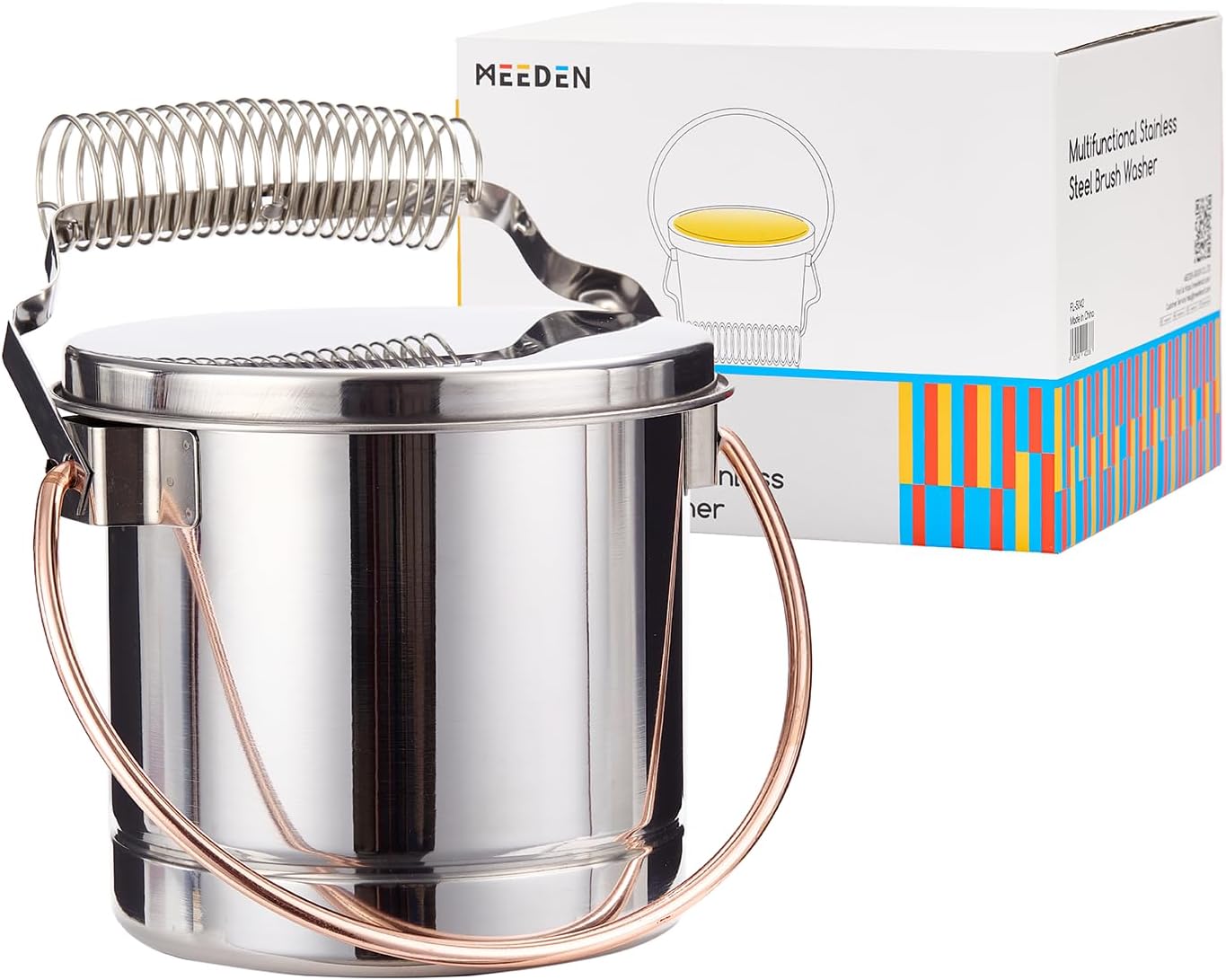 MEEDEN Portable Paint Brush Washer: Airtight Stainless Steel Artist Brush Cleaner with Extra Large Capacity - Paint Brush Holder for Oil & Acrylic Painting