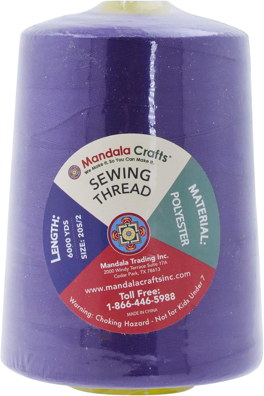 Mandala Crafts 4 Pack of Serger Threads Cones Spools - 20S/2 24000 Yards Polyester Purple Threads for Sergers Machine and Overlock Quilting Sewing Machine