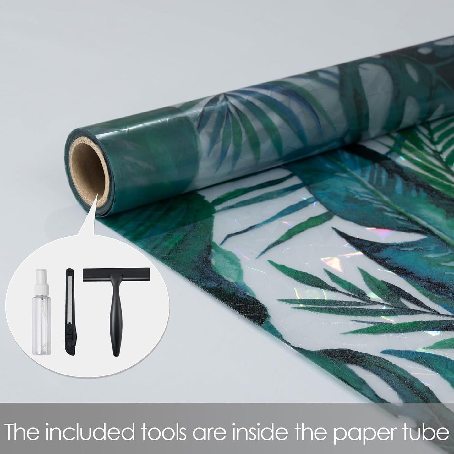 DKTIE Nature Pattern Rainbow Window Film Decorative Stained Glass Window Film Static Cling Films Easy Apply Removable Comes with Tools (U560-rainbow, 35.4" x 78.7")