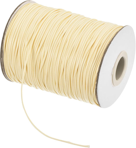 MECCANIXITY Waxed Cord 1.2mm Waxed Polyester Cord 175 Yard Wax String for Bracelet Making,Necklaces, Beading,Jewelry Making and DIY Crafts(Beige)