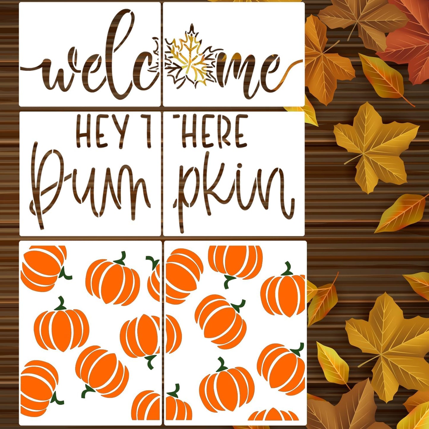 Fall Stencils for Door Mats 27”x14” Fall Doormat Stencils Pumpkin Stencil Templates for Doormat Wood Signs DIY Crafts Decor
