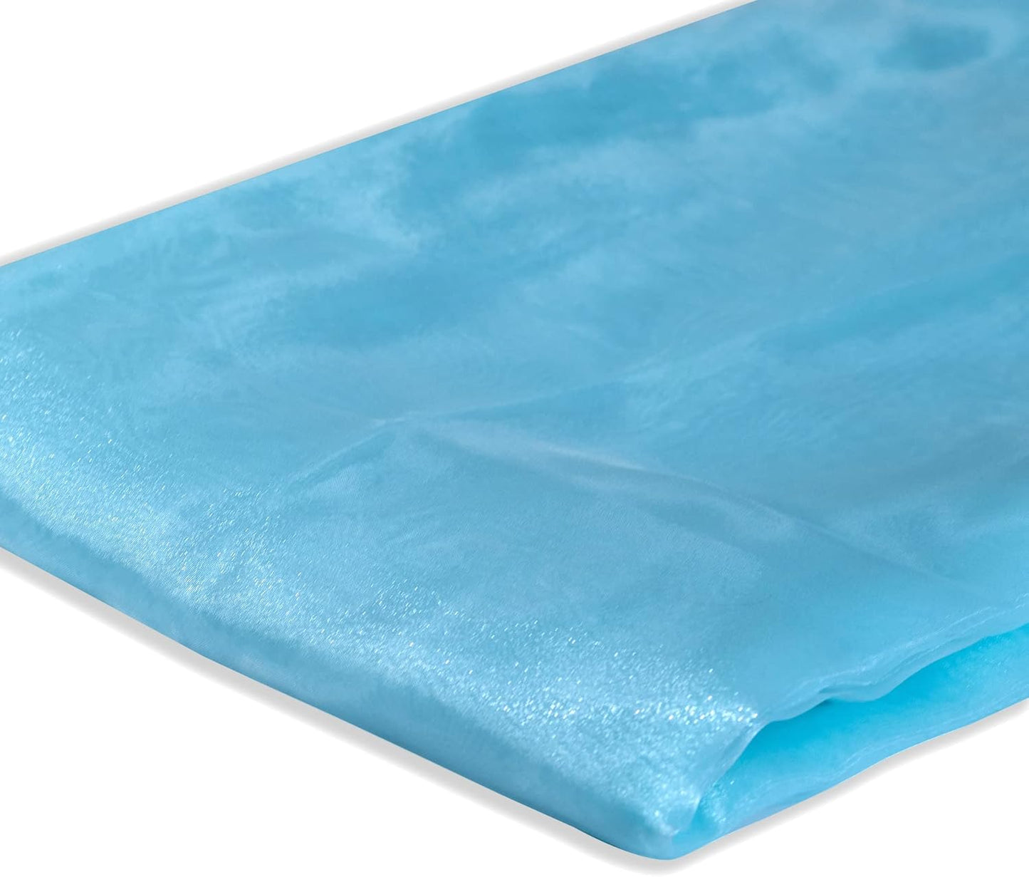 Fynite Sheer Organza Fabric - 1 Yard Long, 44" Wide - Bridal Solid Sheer Organza Bolt for Wedding Dress Fashion Craft Decorations - Silky Shiny - Light Blue
