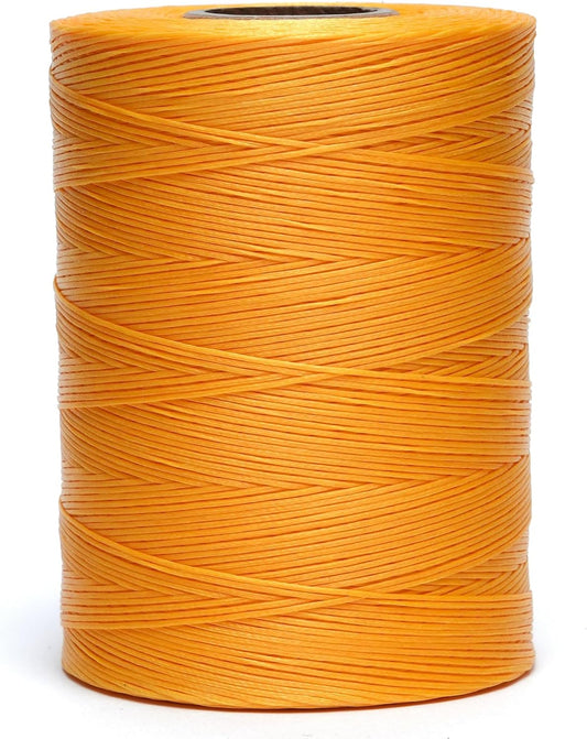 Waxed Thread,852Yards 150D 0.8mm Flat Polyester Wax Thread for Hand Sewing Leather Craft DIY Projects Shoes Repair Book Binding(Yellow)