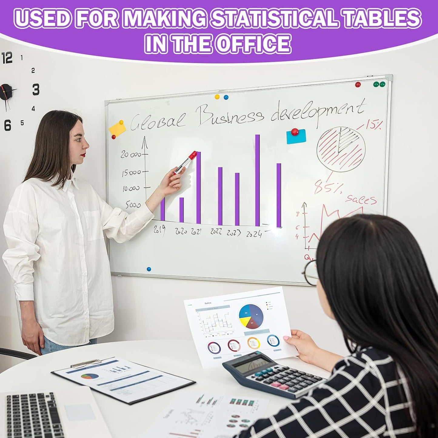 Magnetic Tape Roll Thin Strips, 0.39 Inch x 66 Feet Magnetic Board Dividers Whiteboard Graphic Decorative Tape Marking Line for Classroom Office Art Accessories(Purple)