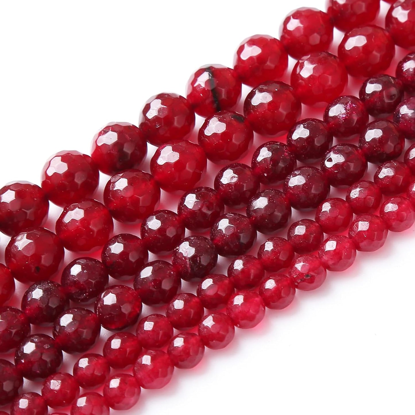 90pcs 4mm Faceted Red Jade Gemstone Beads Natural Stone Round Loose Spacer Beads for Jewelry Making DIY Bracelet Necklace 1 Strand 15inch