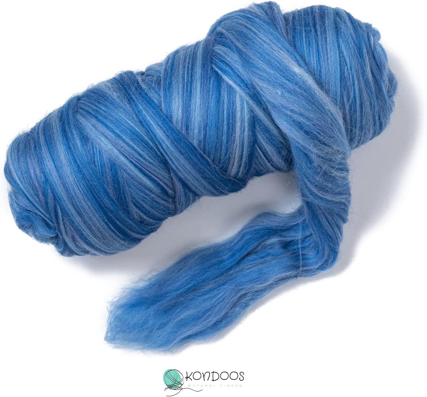 Multi Colored Natural Wool roving, 1 lb. Best Wool for Needle Felting, Wet Felting, handcrafts and Spinning. (Ocean Blue, 1lb)