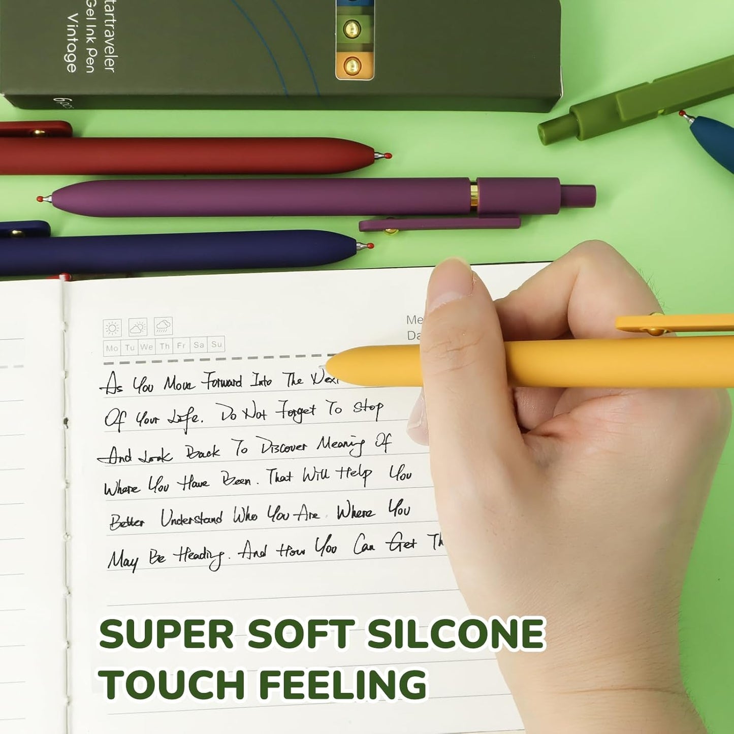 Gel Pens, 6 Pcs Black Ink Pens for Women, 0.5mm Fine Point Smooth Writing Pens, High-End Series Retractable Pens for Journaling Note Taking (6 Pcs Gold Vintage)