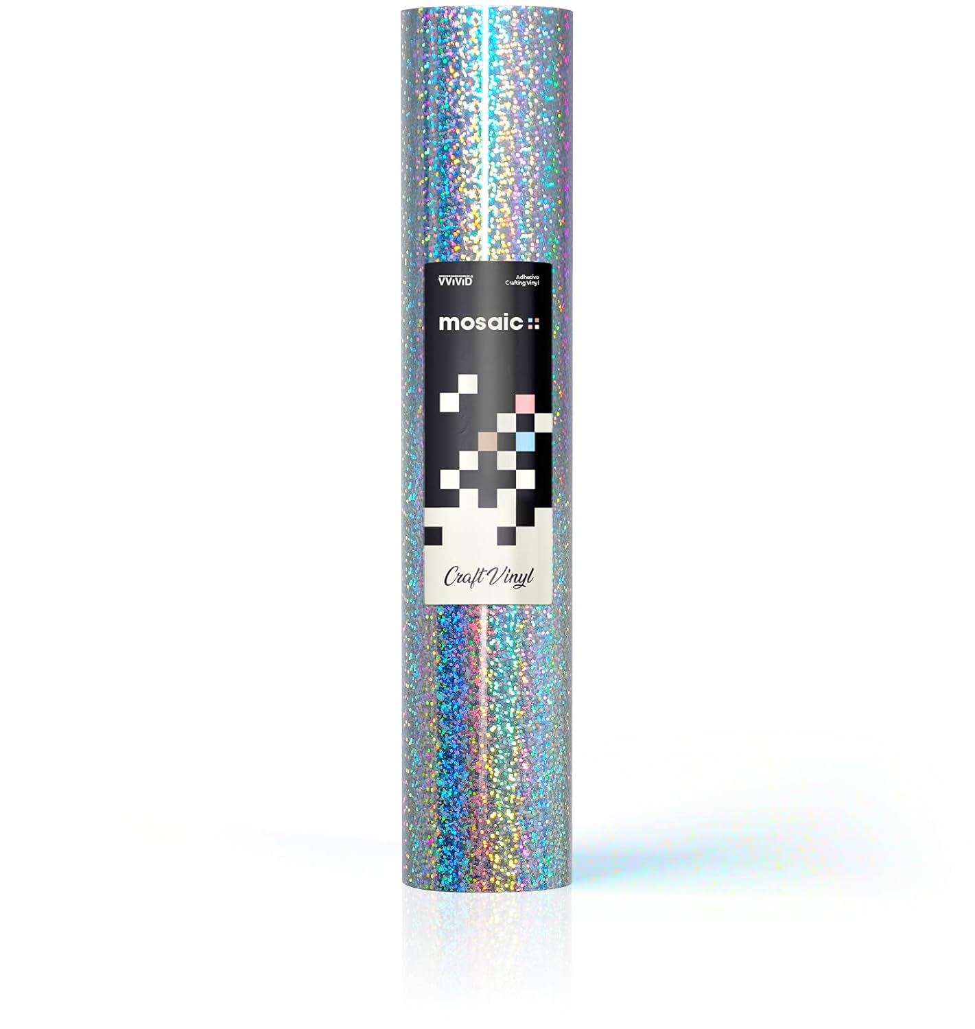 VViViD Mosaic+ Silver Holographic Glitter 1ft x 5ft Crafting Vinyl Crinkle-Free 8yr UV Finish Crafting Vinyl