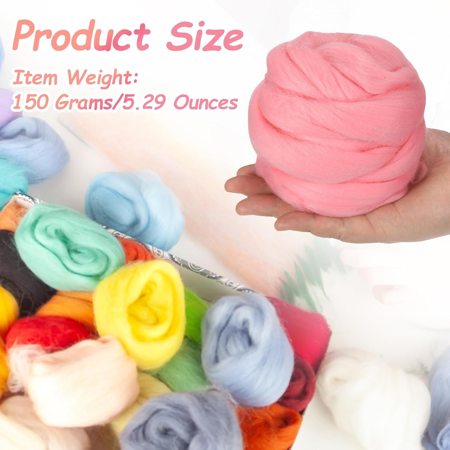 PATIKIL Wool Roving Yarn, 150G/5.3OZ Soft Felting Wool Pure Chunky Roving Yarn Bulk for Needle Felting Knitting Blanket Spinning Weaving DIY Craft, Dark Pink