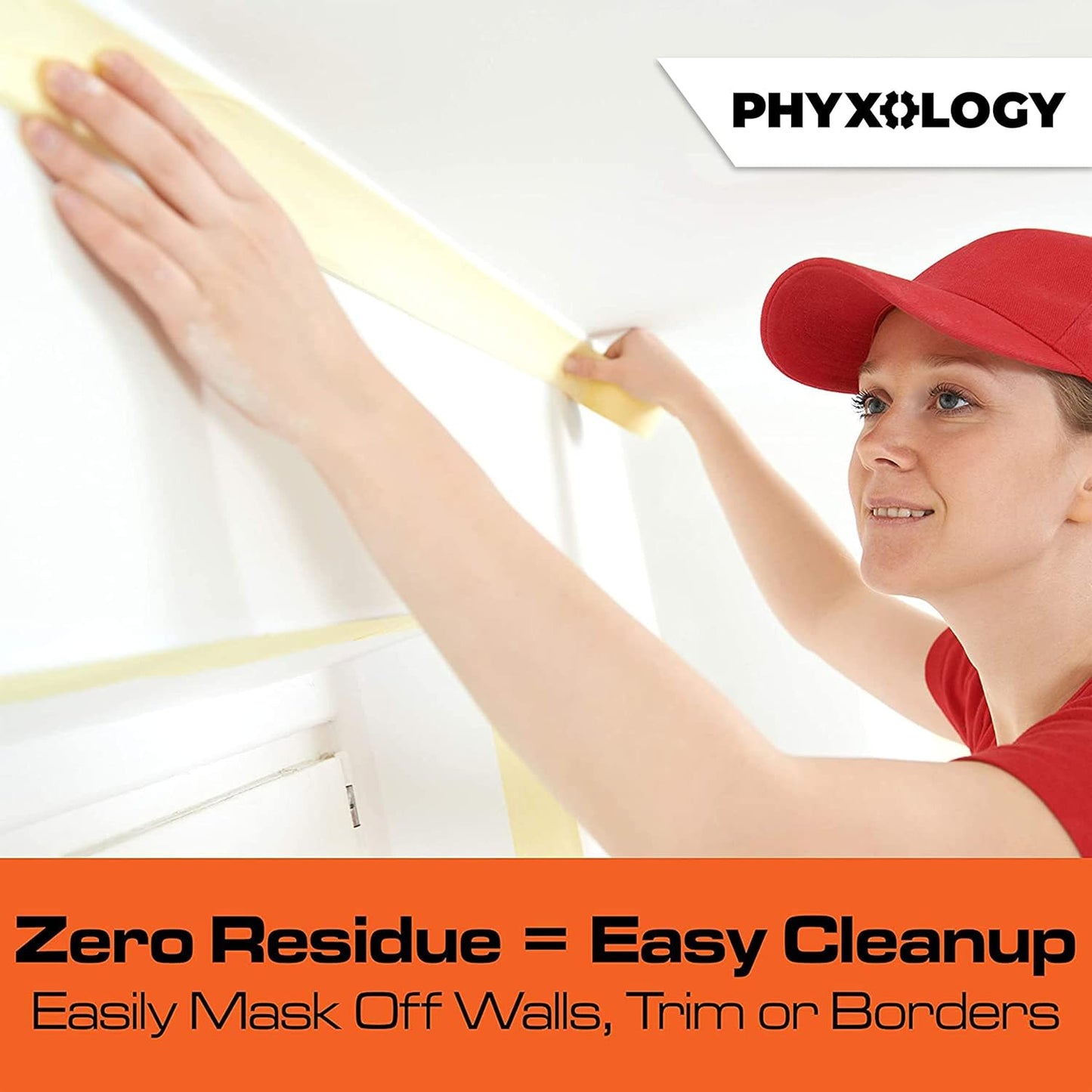 No-Residue 2 Inch, 60 Yard Masking Tape 2 Pk. Easy-Tear, Pro-Grade Removable Painters Tape Great for Home, Office, Commercial Contractor. Clean, Drip-Free Painting with Wide Crepe Paper Rolls