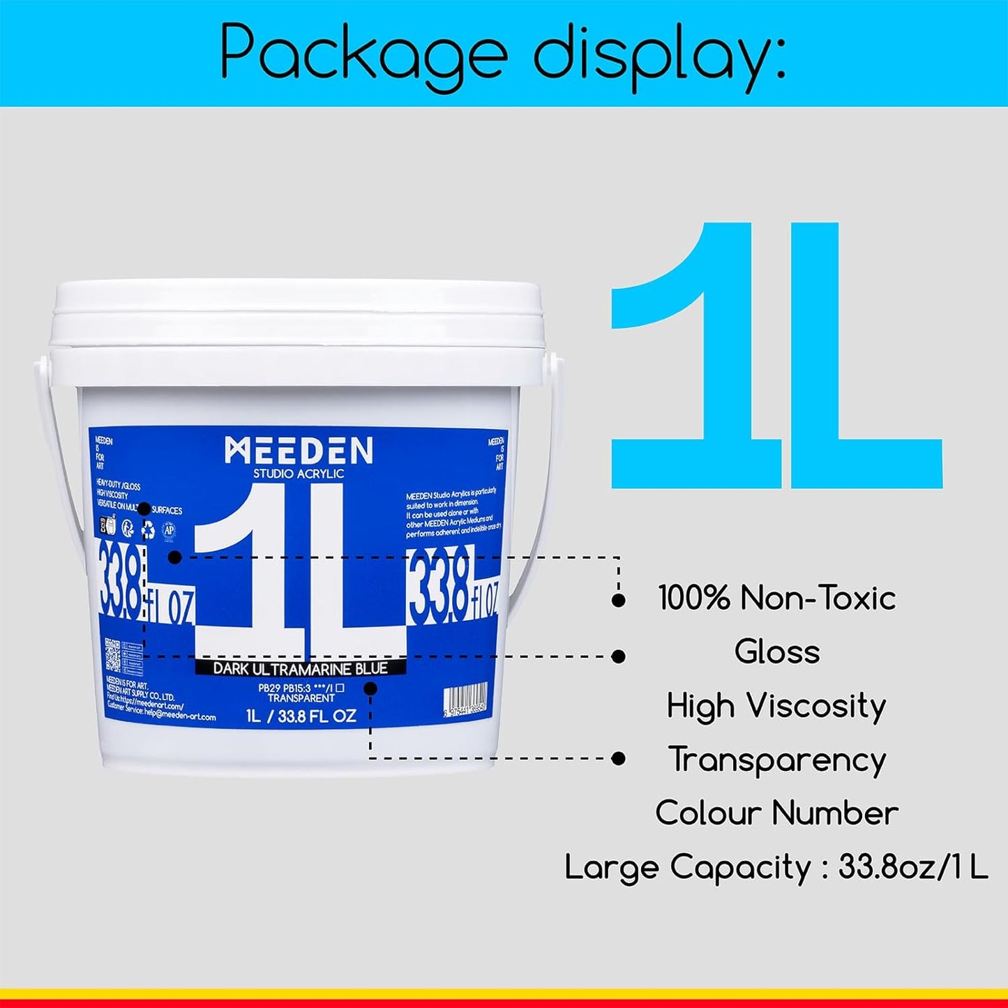 MEEDEN Titanium White Acrylic Paint: 2 Pack 1 L /33.8 oz Heavy Body Gloss - Thick Art Paints for Canvas Crafts Painting