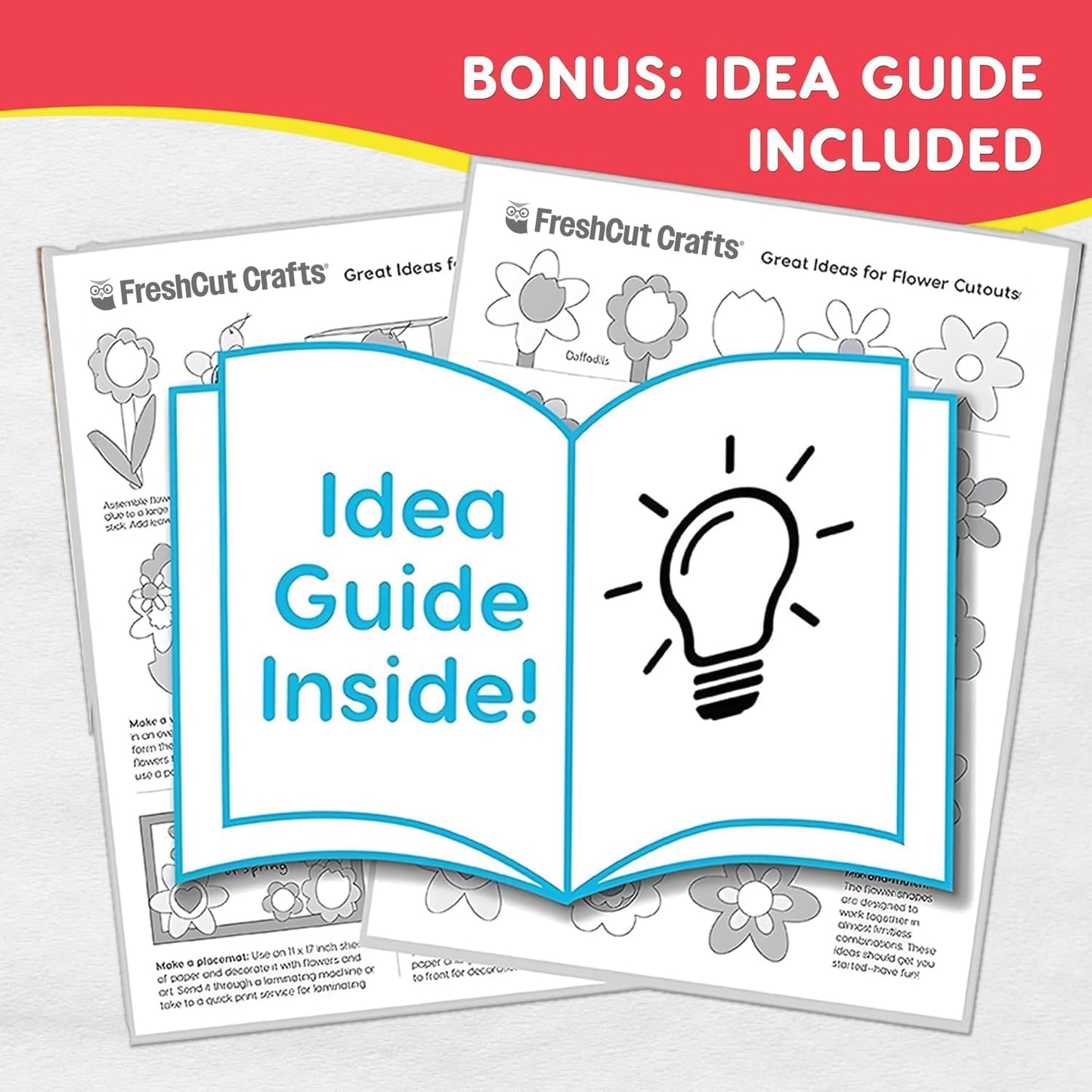 FreshCut Crafts: 280 Pieces of DIY Flower Cutouts with IDEA Guide - 2-Sided Punch Out Tulips, Daisies, Daffodils, Flowers Ideal for Spring Craft Projects, and Mother's Day DIY Gift Craft