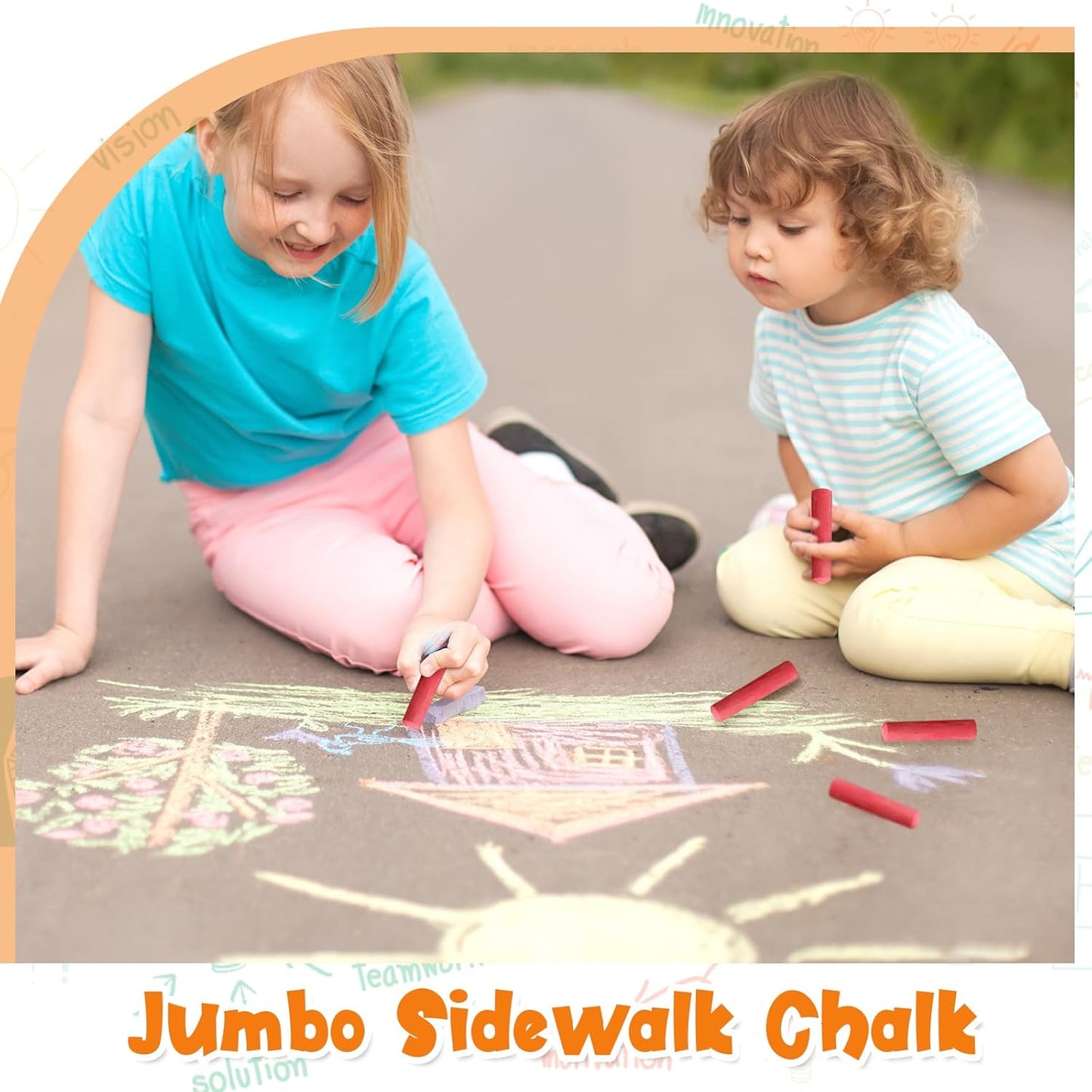 40 Pcs Sidewalk Chalks for Kids Non Toxic Jumbo Chalk for Party Gift Outdoor Art Classroom Play Painting (Red)