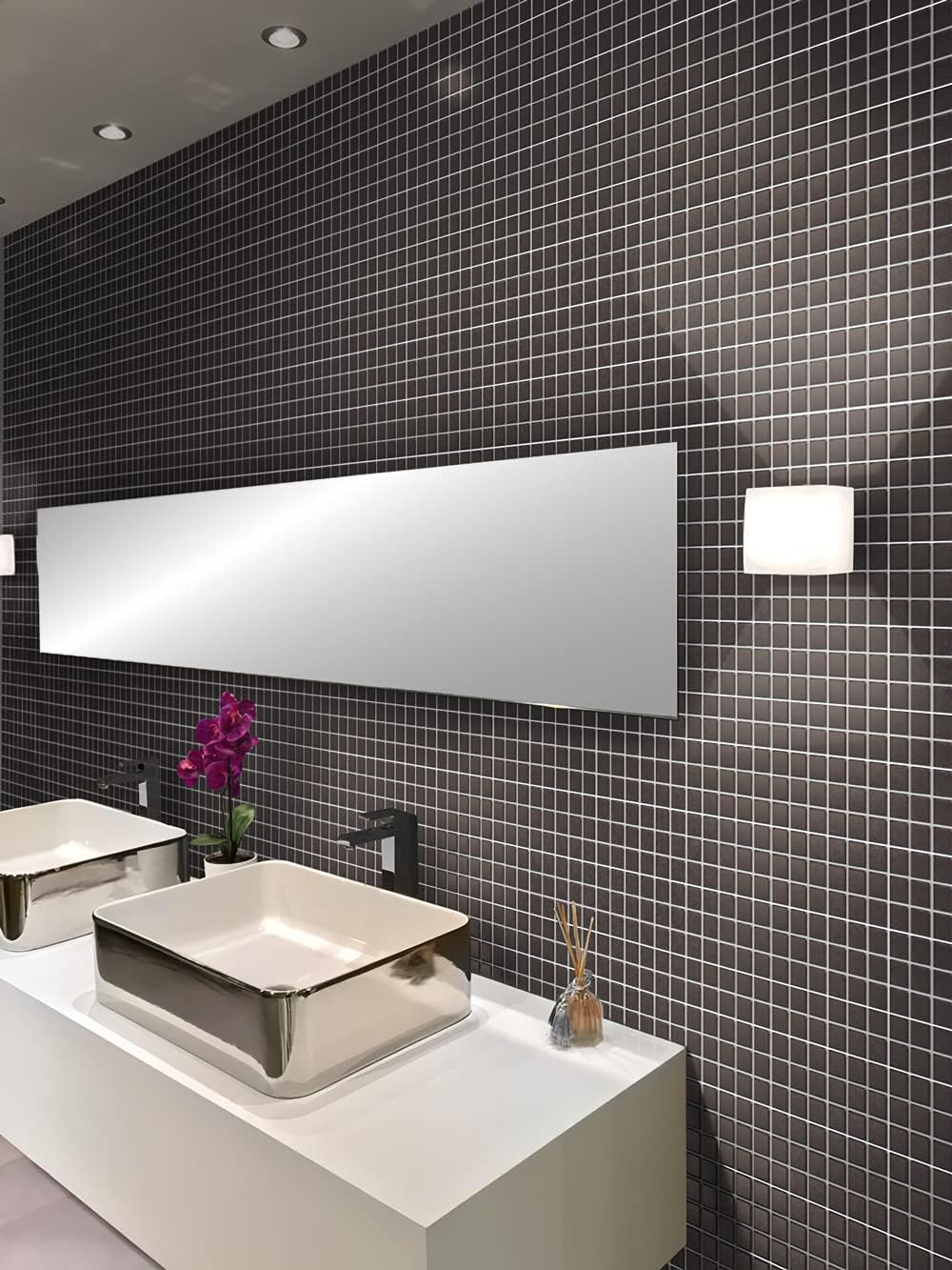 1"x1" Ash Gray Matte Finished Glass Mosaic Tile (Sample Swatch- 5"x4")