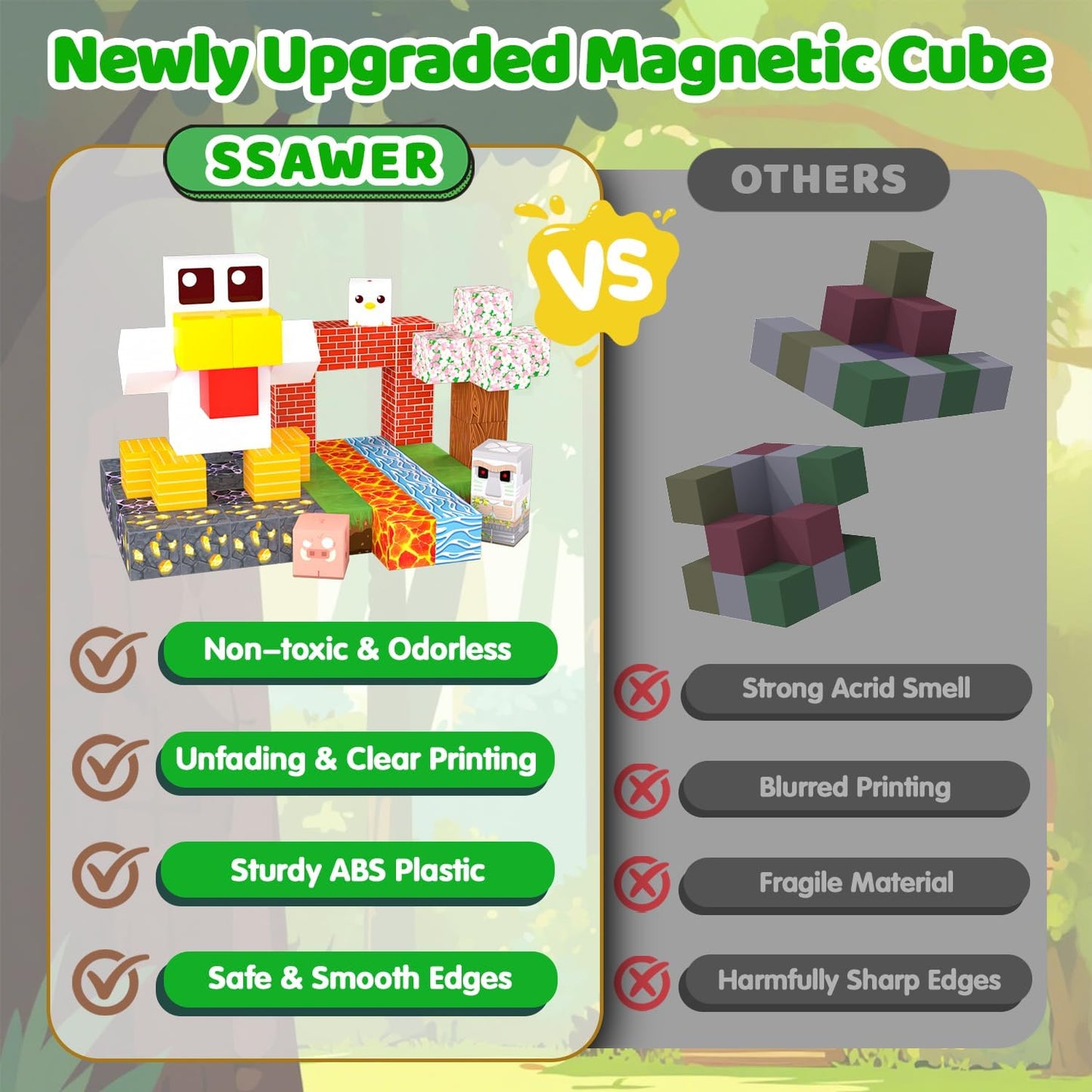 Magnetic Blocks, 150PCS Magnetic Building Blocks Light Up, Stacking Magnets for Kids, Sensory Toy for STEM Constructions Magnet Blocks for Boys Girls Age 3+, Christmas Birthday Gifts