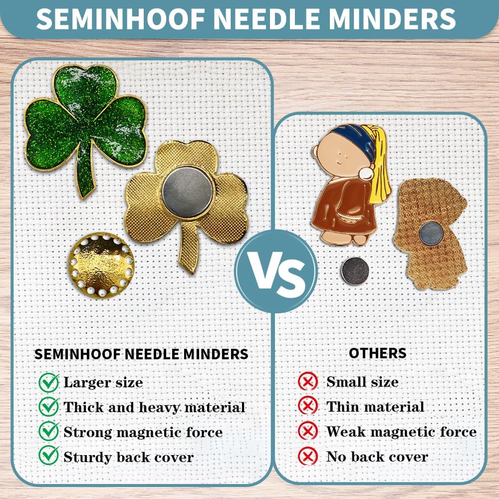 Magnetic Needle Minder Magnet Embroidery Accessories and Supplies Embroidery Needle Holder Cross Stitch Holder Needlework Supplies (Cardinal) (Shamrock)