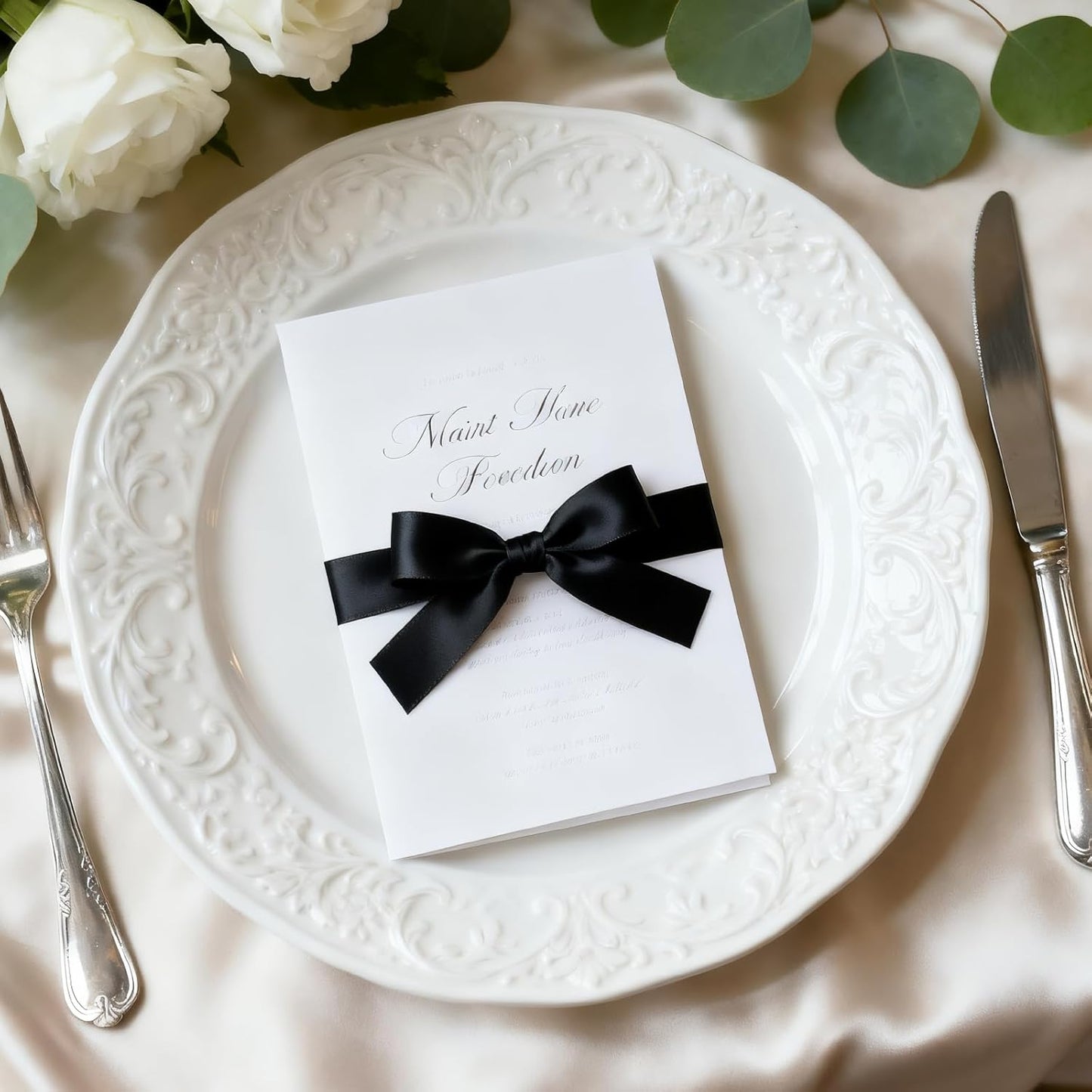 5/8 Inch 100 Yards Black Ribbon, Black Satin Ribbons for Gift Wrapping, Wedding, Birthday Party Decoration, Valentine's Day, Craft, Hair, Floral, Sewing