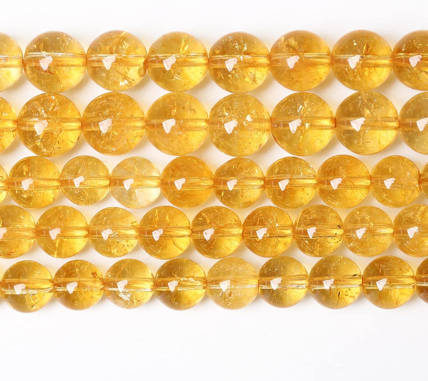 90Pcs 8mm Natural Citrine Beads for Jewelry Making Yellow Crystal Quartz Round Loose Beads DIY Bracelet Necklace Earrings 32" 2 Strands