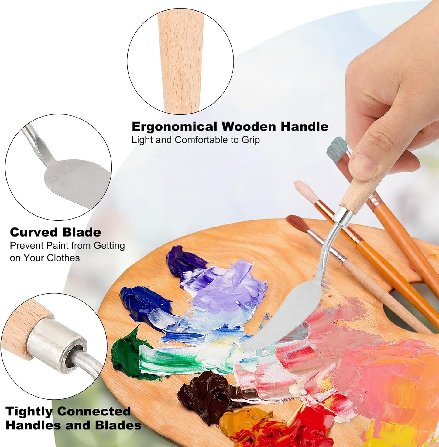 PATIKIL Art Spatula, No.15 27mm Stainless Steel Flexible Palette Knife Painting Knife Painting Spatula Oil Painting Mixing Scraper with Wood Handle for Canvas Acrylic Painting, Brown