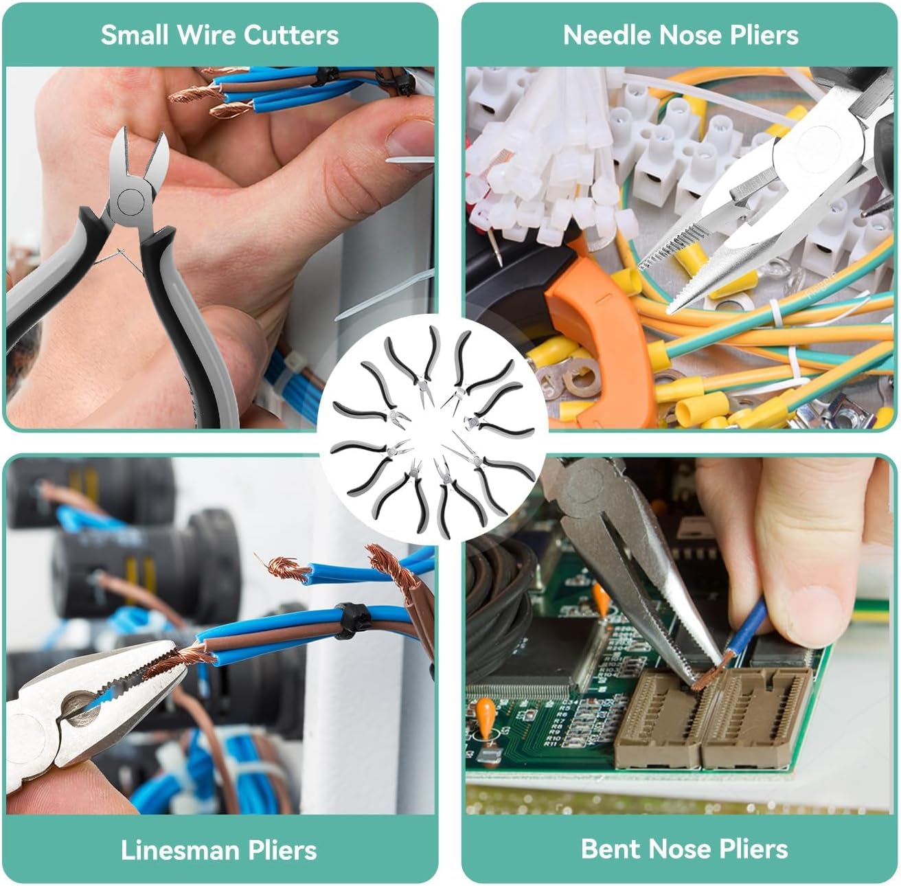 SOONAN 8 Pieces Mini Pliers Set, Jewelry Making Tools with Needle Nose Pliers, Wire Cutters, Round Nose Pliers, Bent Nose Plier