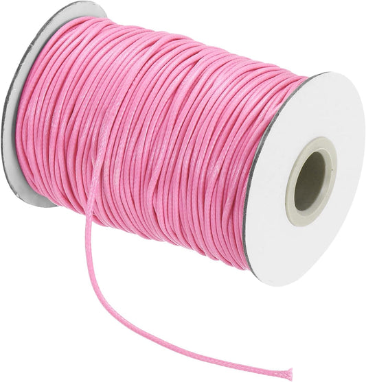 MECCANIXITY Waxed Cord 1.5mm Waxed Thread 87 Yard Wax String Leather Cord for Bracelet Making, Necklaces, Beading, Jewelry Making and DIY Crafts(Pink)