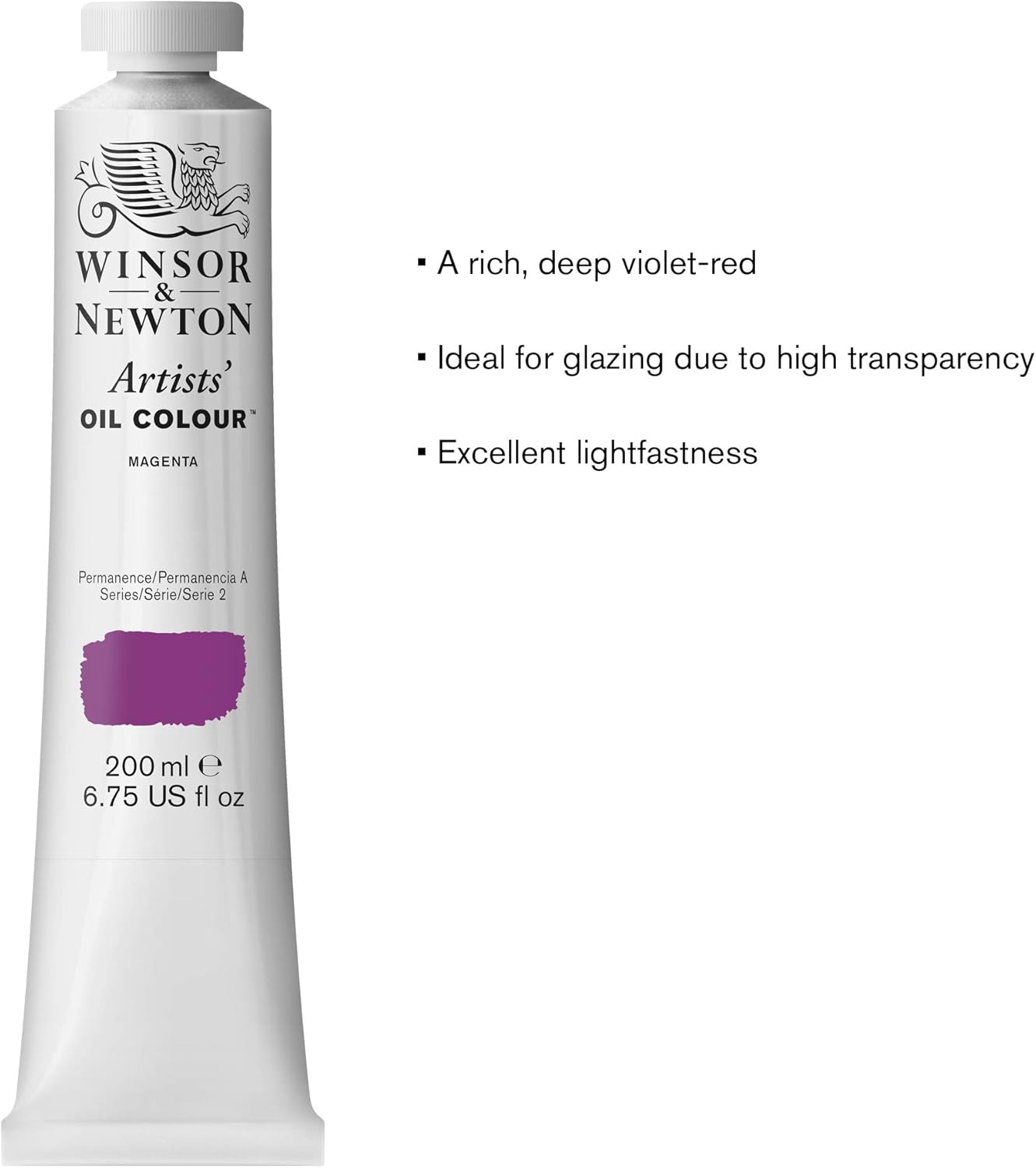 Winsor & Newton Artists' Oil Color, 200ml (6.75 oz) Tube, Magenta